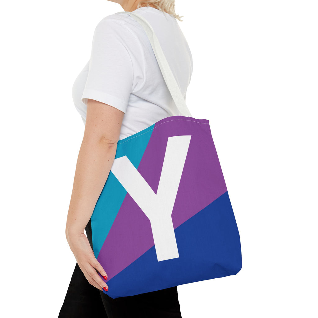 Monogram 'Y' Colorblock Tote Bag — Personalized Initial Y Shoulder Tote
