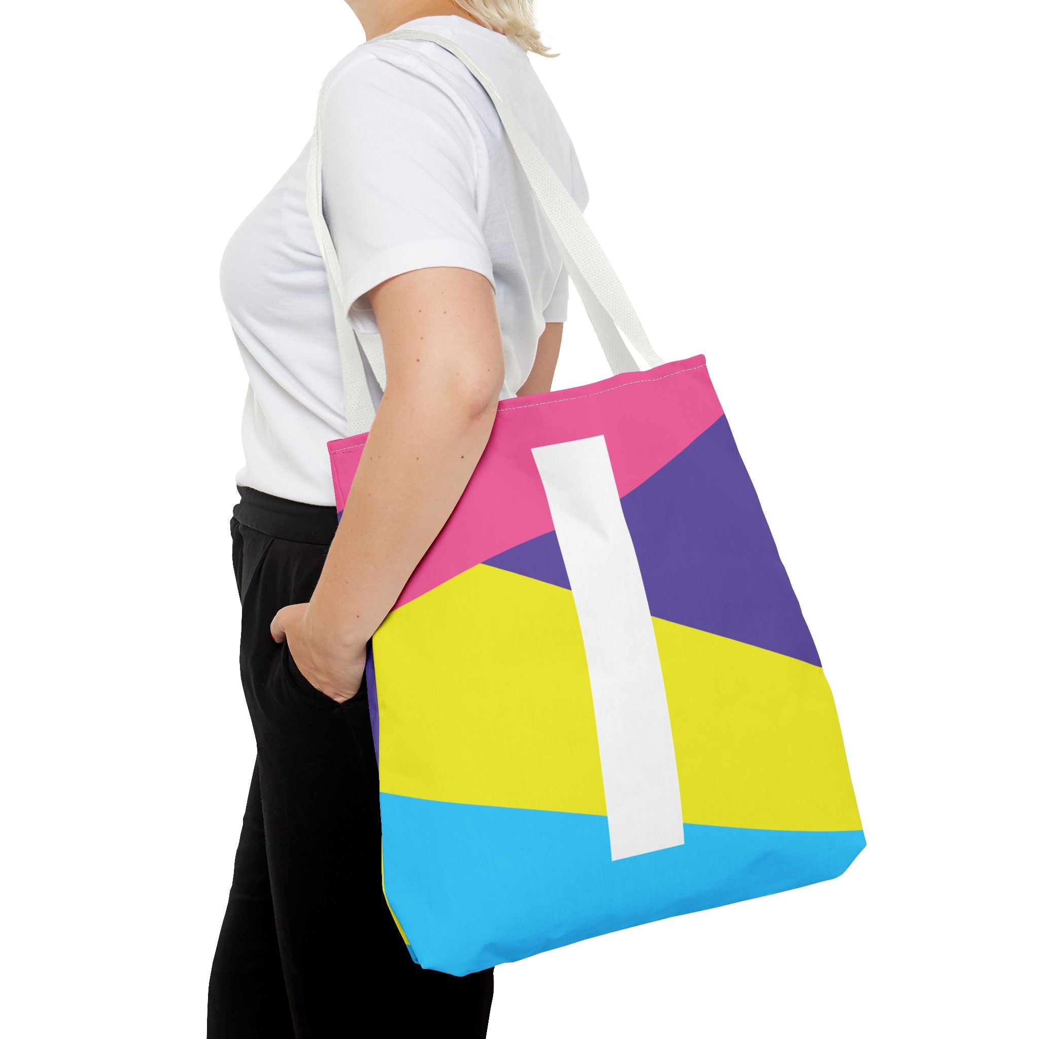 Monogram 'I' Colorblock Tote Bag — Personalized Initial I Shoulder Tote