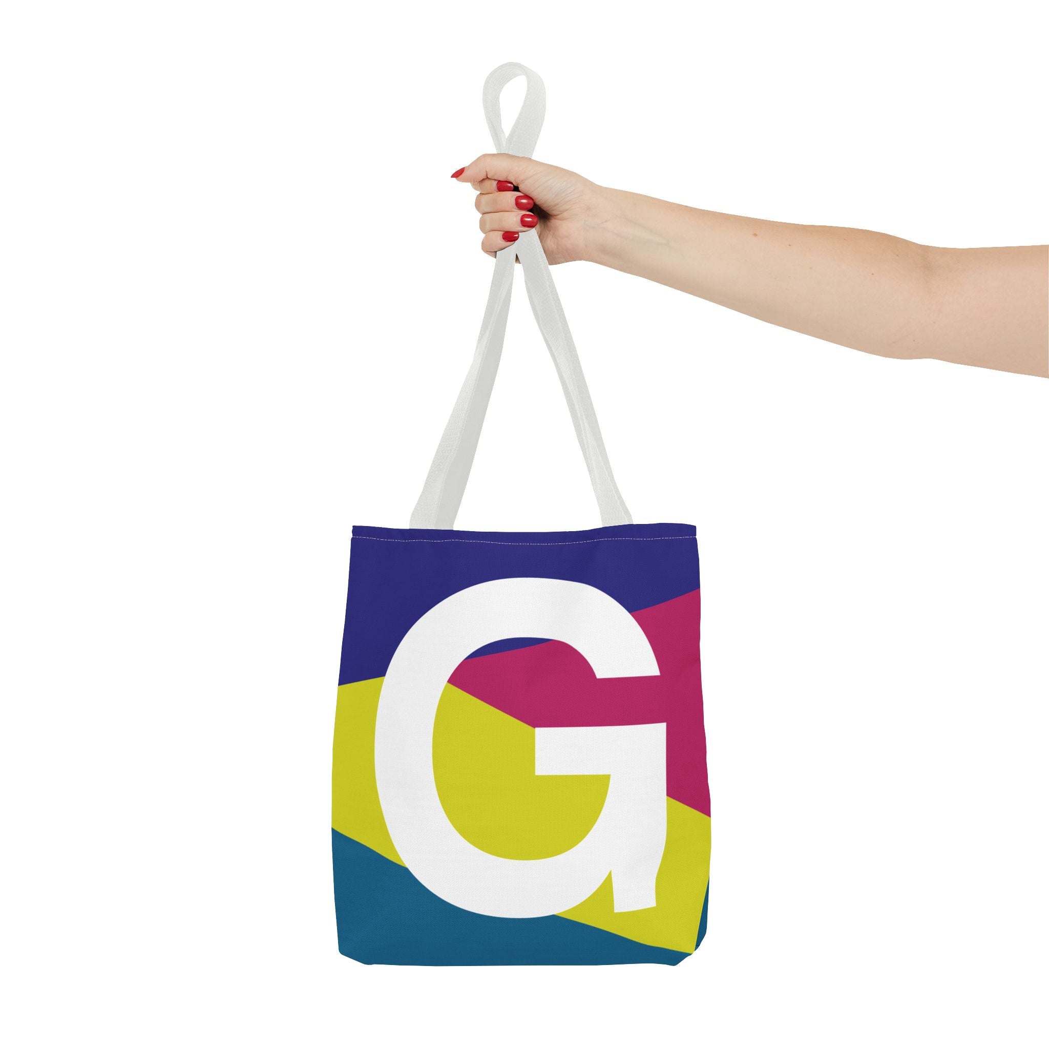 Monogram 'G' Colorblock Tote Bag — Personalized Initial G Shoulder Tote
