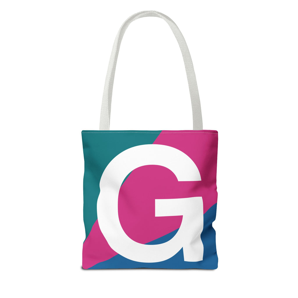 Monogram 'G' Colorblock Tote Bag — Personalized Initial G Shoulder Tote