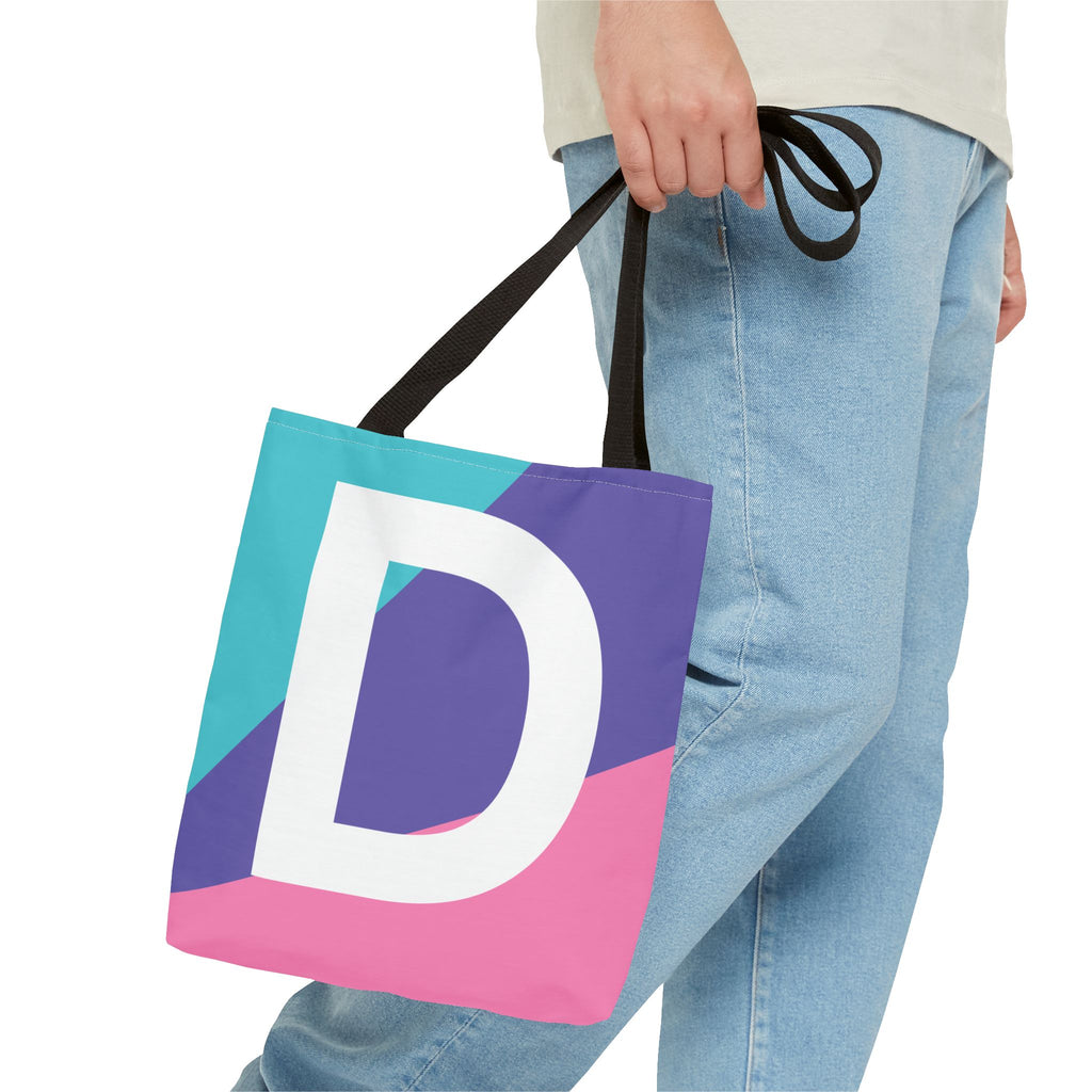 Monogram 'D' Colorblock Tote Bag — Personalized Initial D Shoulder Tote