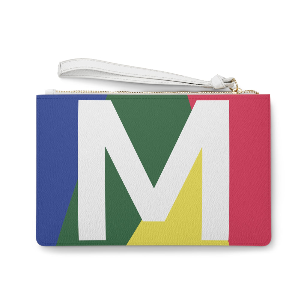 Monogram 'M' Colorblock Clutch Bag — Bold Geometric Wristlet for Everyday & Gifts