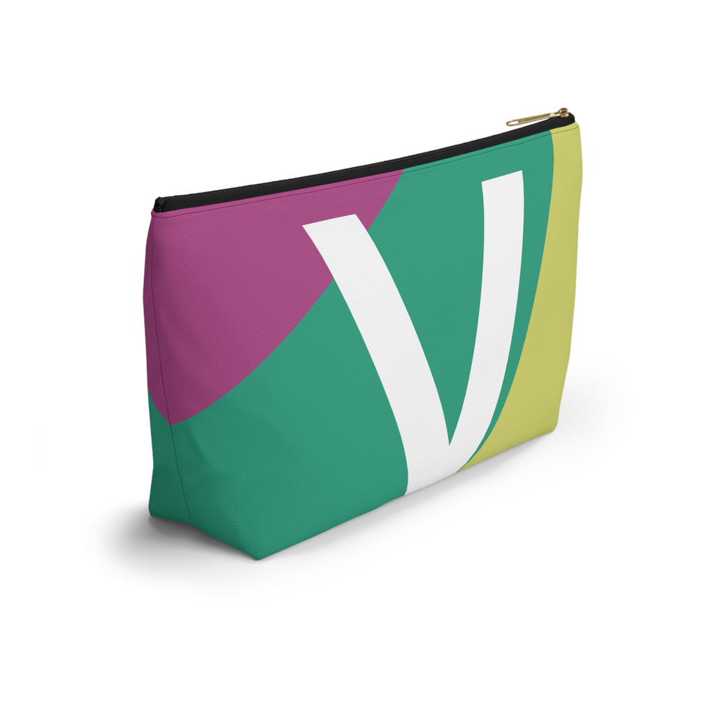 Initials Colorblock Accessory Pouch — Monogram V T-Bottom Cosmetic Bag