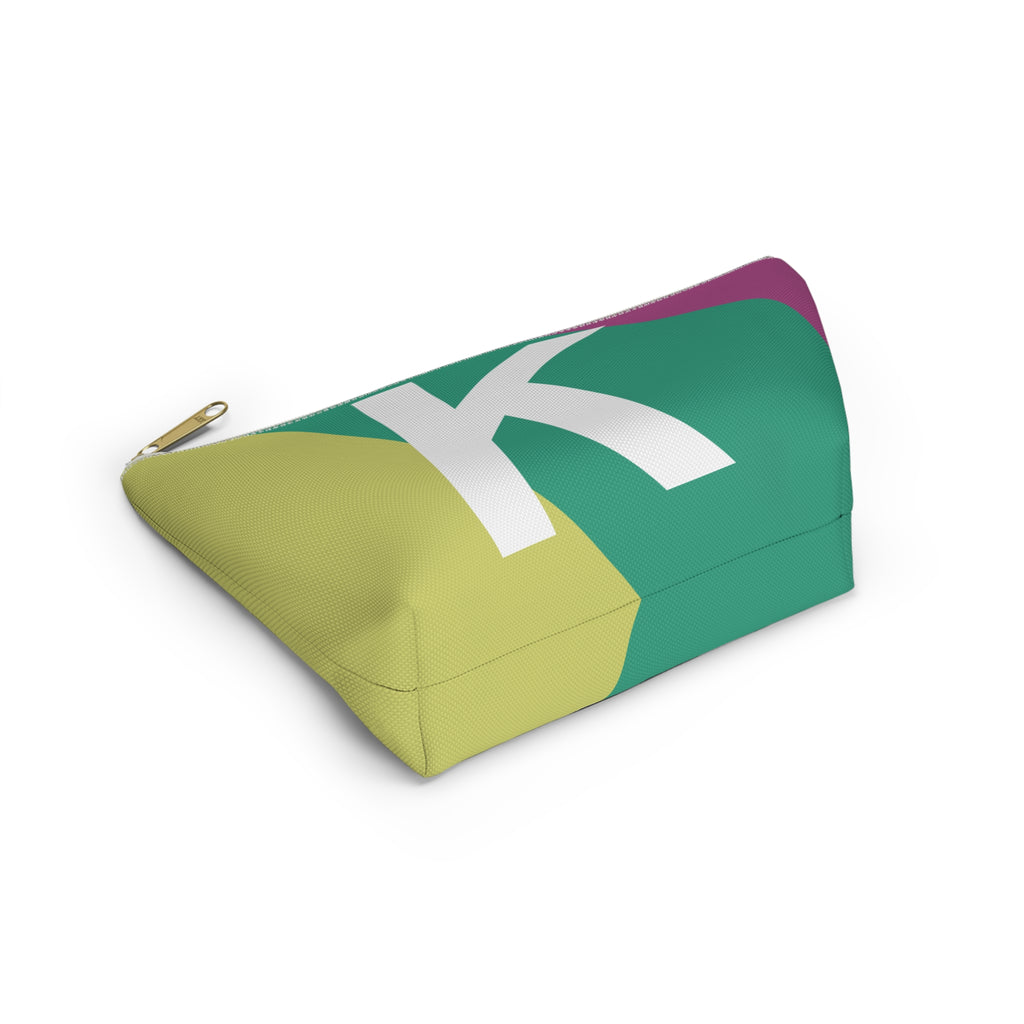 Initials Colorblock Accessory Pouch — Monogram K T-Bottom Cosmetic Bag