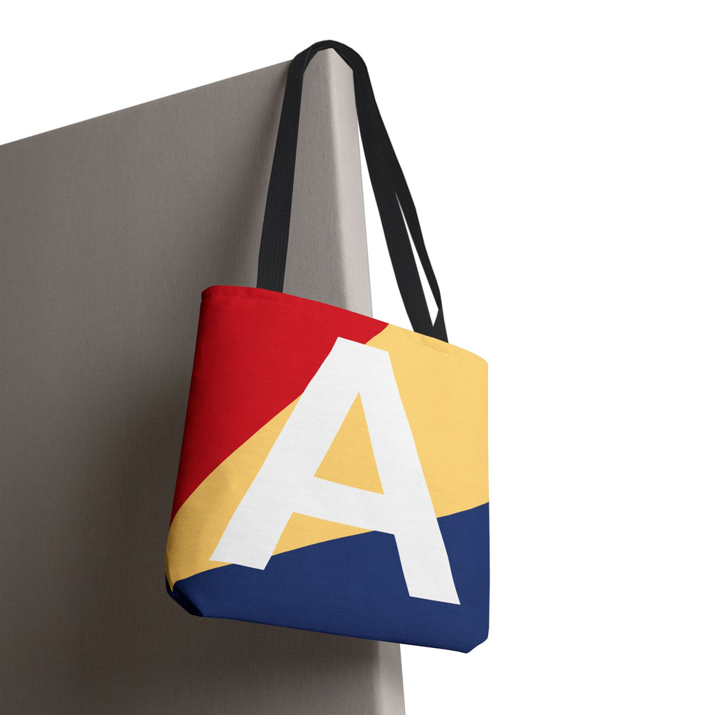 Monogram 'A' Colorblock Tote Bag — Personalized Initial A Shoulder Tote