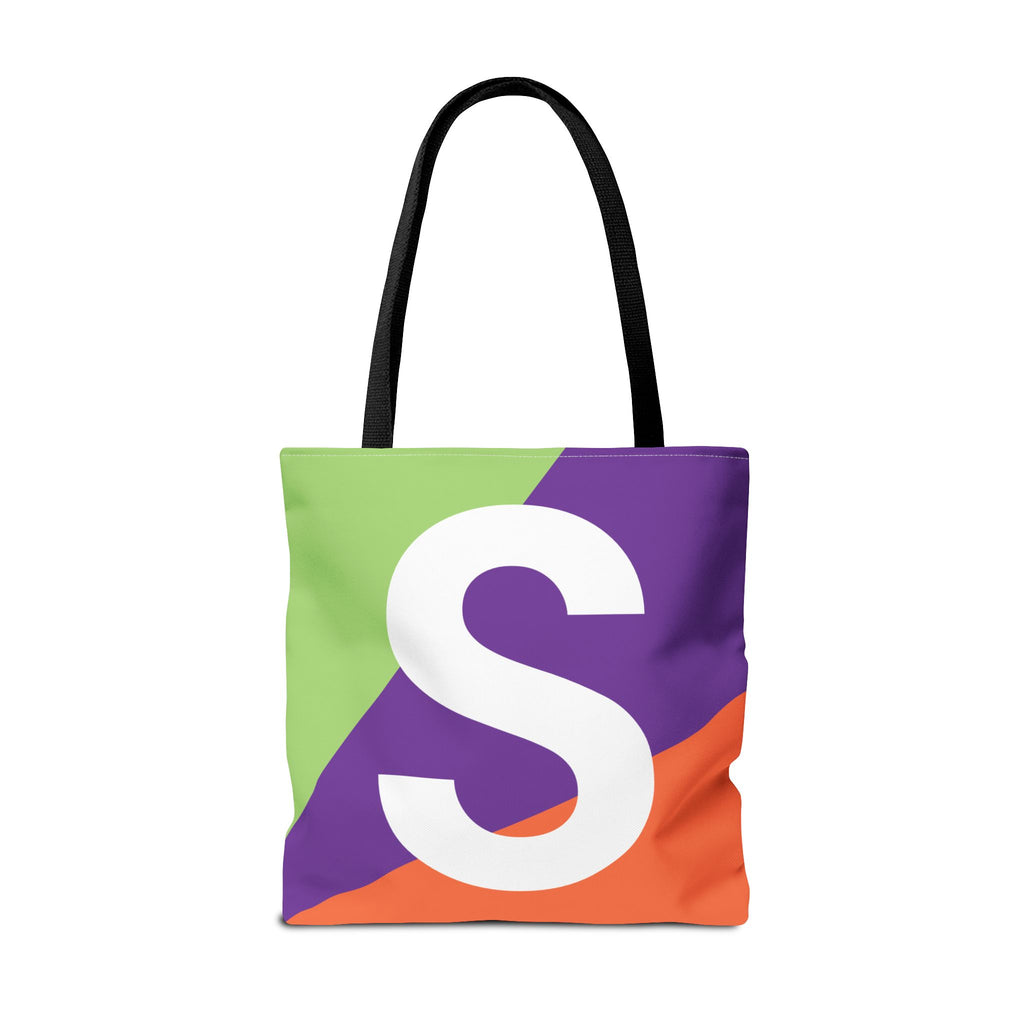 Monogram 'S' Colorblock Tote Bag — Personalized Initial S Shoulder Tote