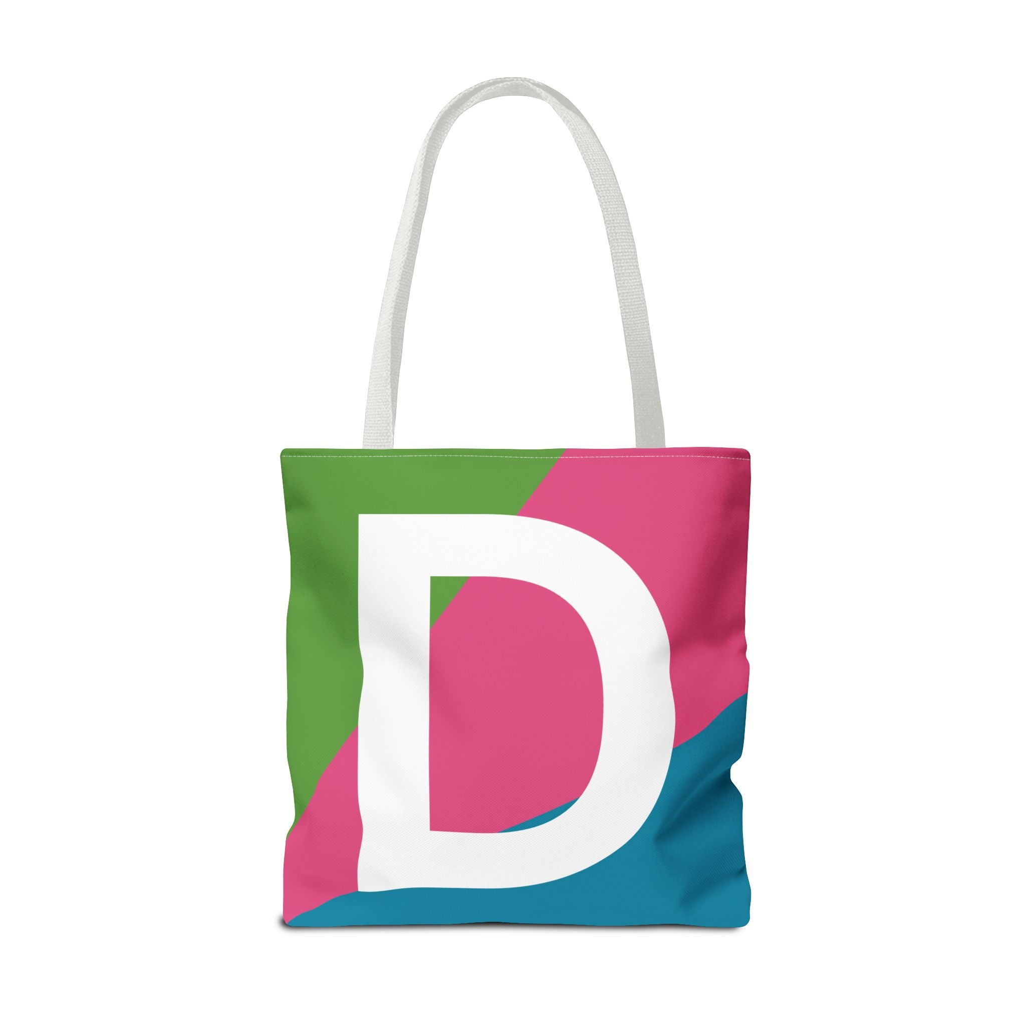 Monogram 'D' Colorblock Tote Bag — Personalized Initial D Shoulder Tote