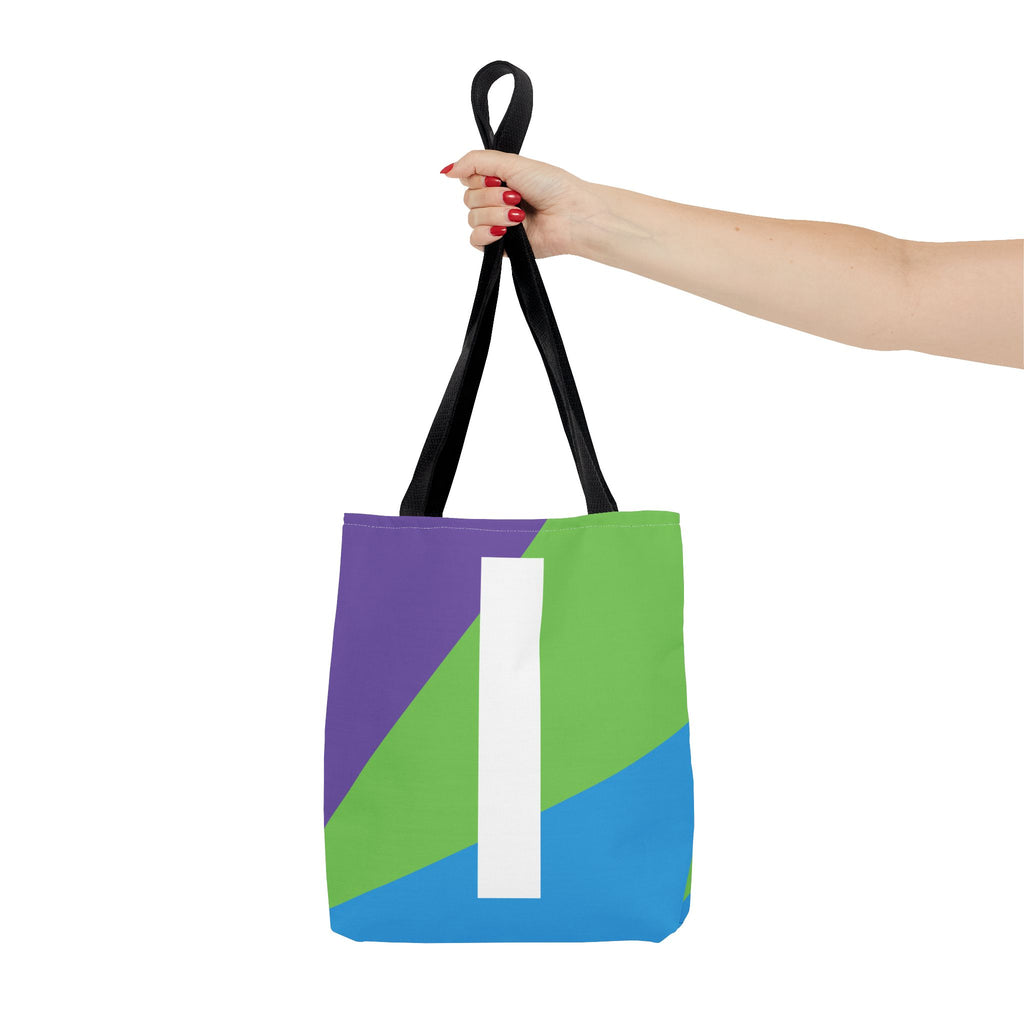 Monogram 'I' Colorblock Tote Bag — Personalized Initial I Shoulder Tote