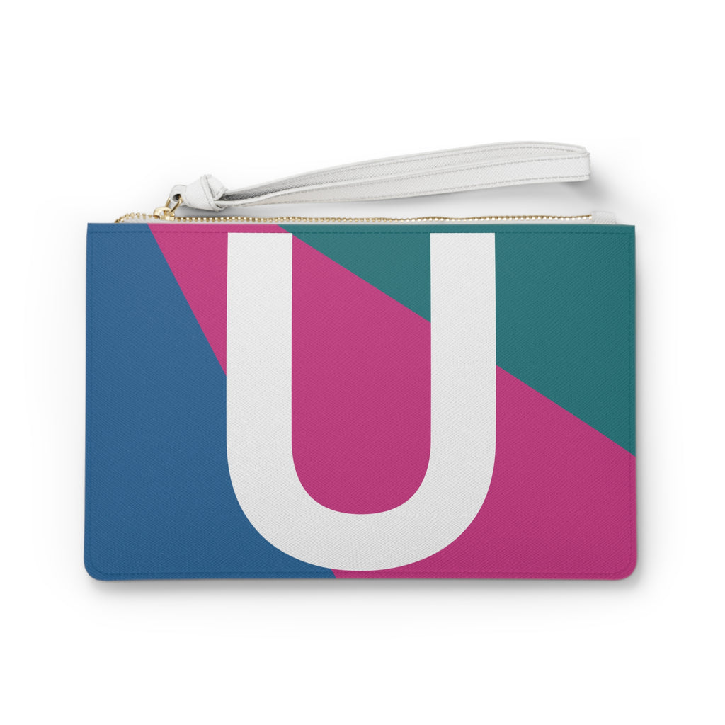 Monogram 'U' Colorblock Clutch Bag — Bold Geometric Wristlet for Everyday & Gifts