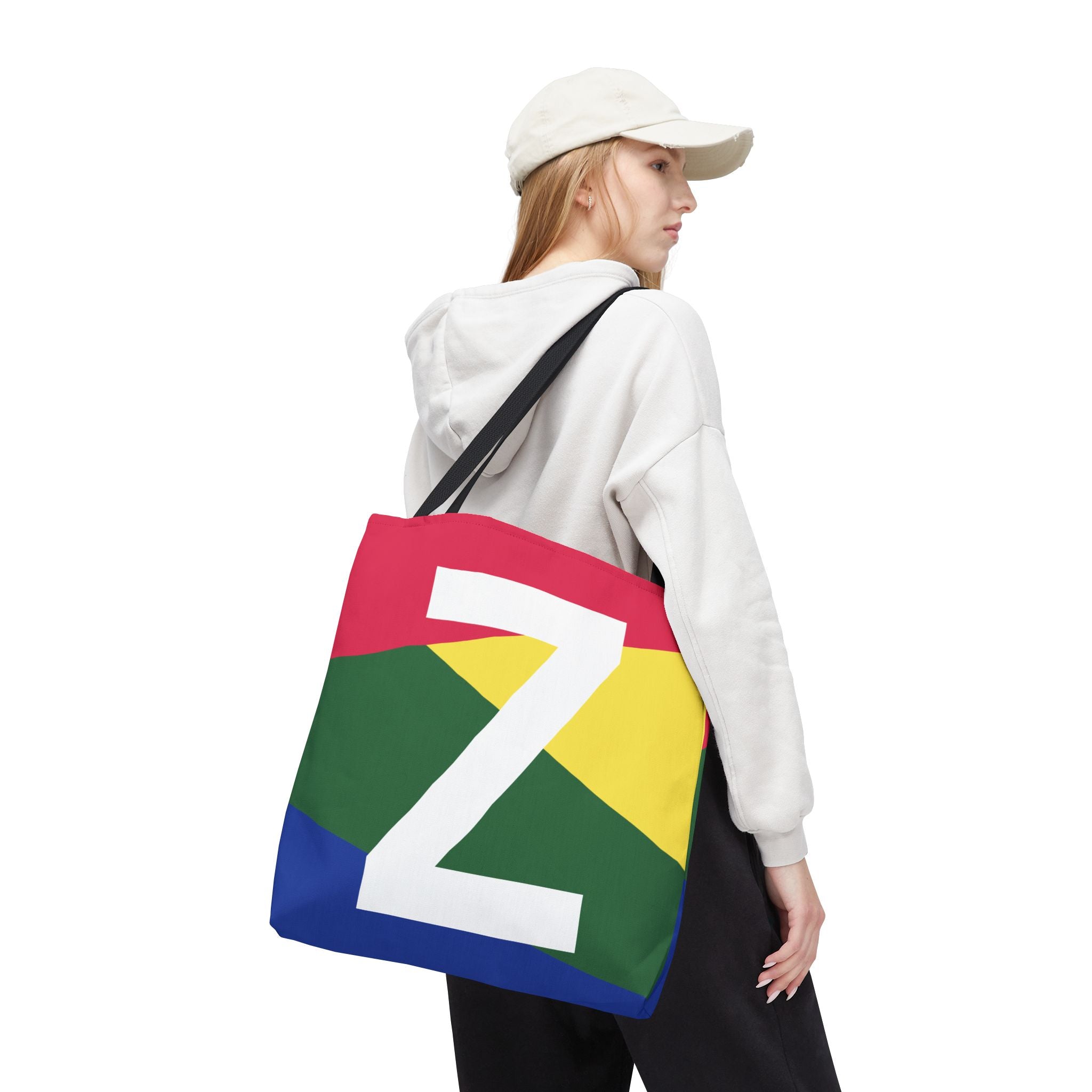 Monogram 'Z' Colorblock Tote Bag — Personalized Initial Z Shoulder Tote