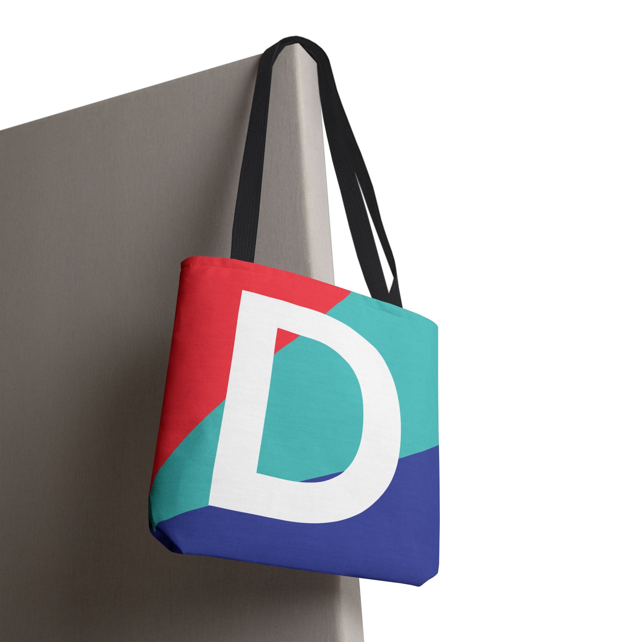 Monogram 'D' Colorblock Tote Bag — Personalized Initial D Shoulder Tote