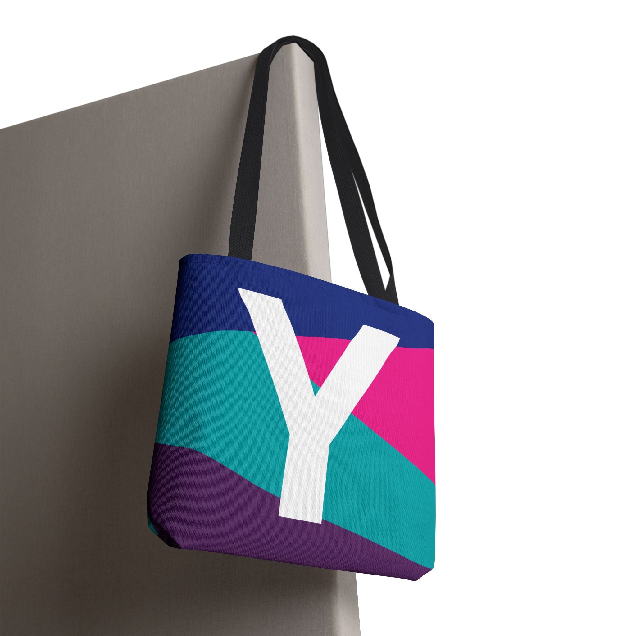Monogram 'Y' Colorblock Tote Bag — Personalized Initial Y Shoulder Tote