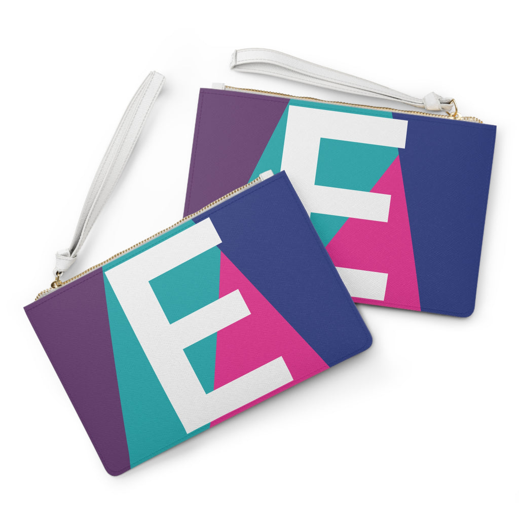 Monogram 'E' Colorblock Clutch Bag — Bold Geometric Wristlet for Everyday & Gifts