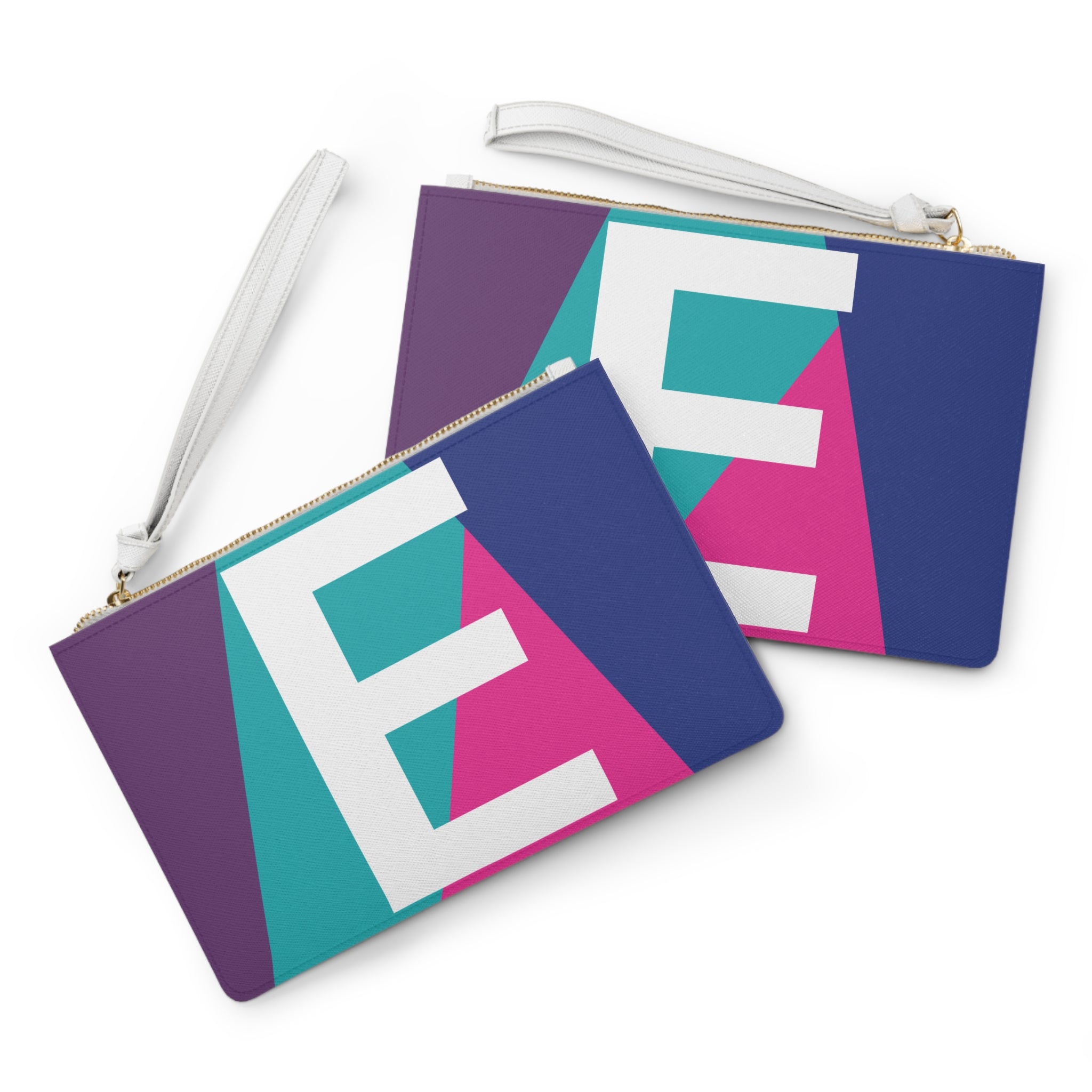 Monogram 'E' Colorblock Clutch Bag — Bold Geometric Wristlet for Everyday & Gifts