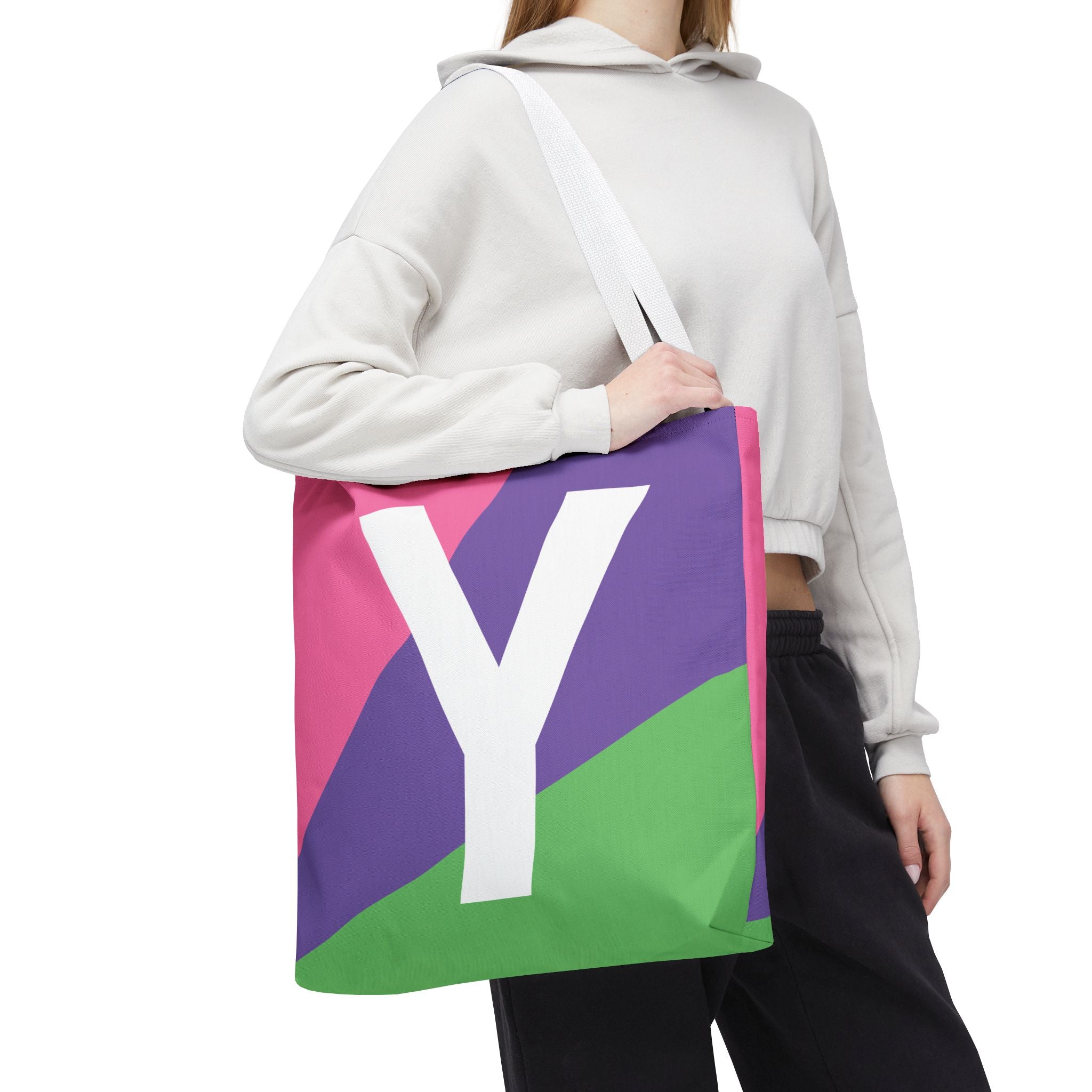 Monogram 'Y' Colorblock Tote Bag — Personalized Initial Y Shoulder Tote
