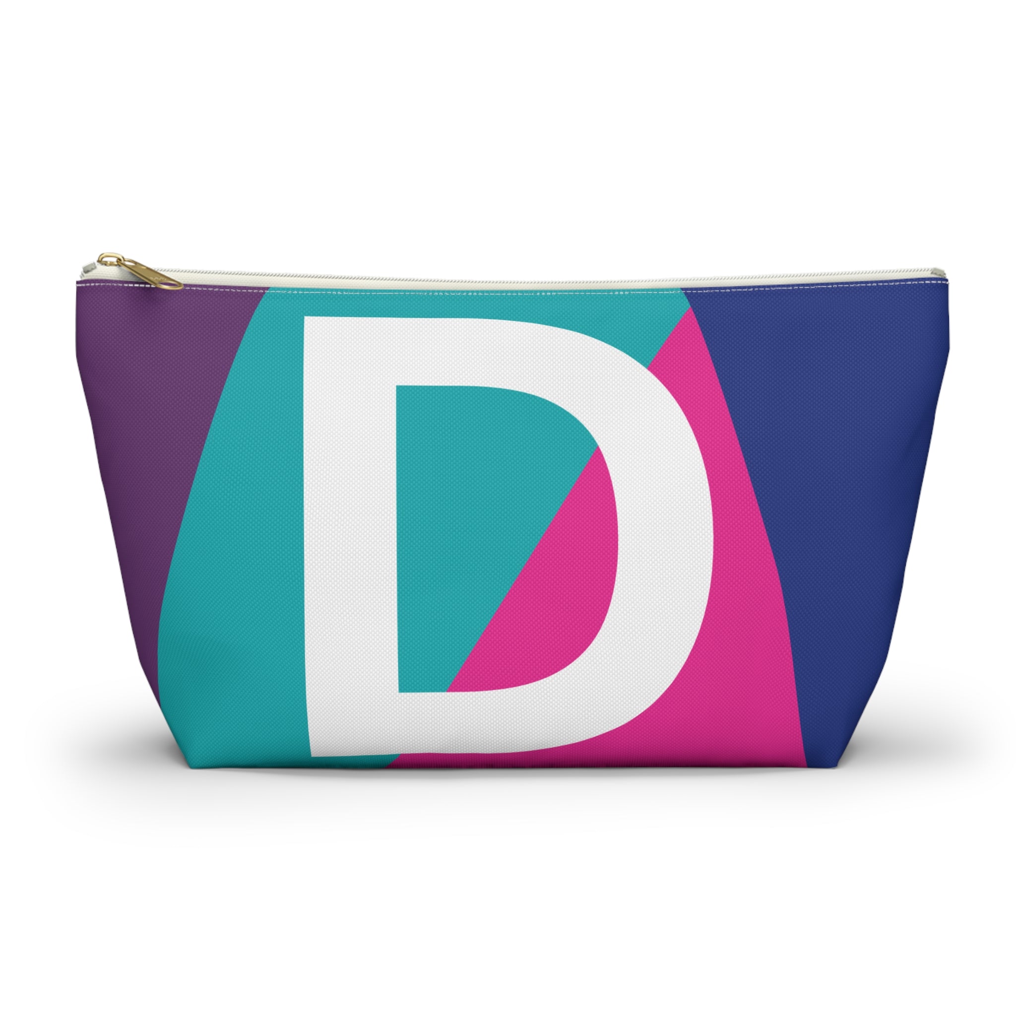 Initials Colorblock Accessory Pouch — Monogram D T-Bottom Cosmetic Bag