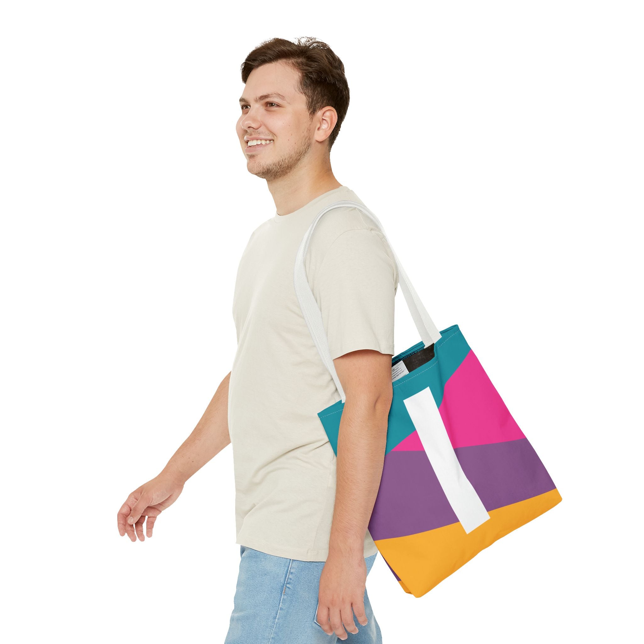 Monogram 'I' Colorblock Tote Bag — Personalized Initial I Shoulder Tote