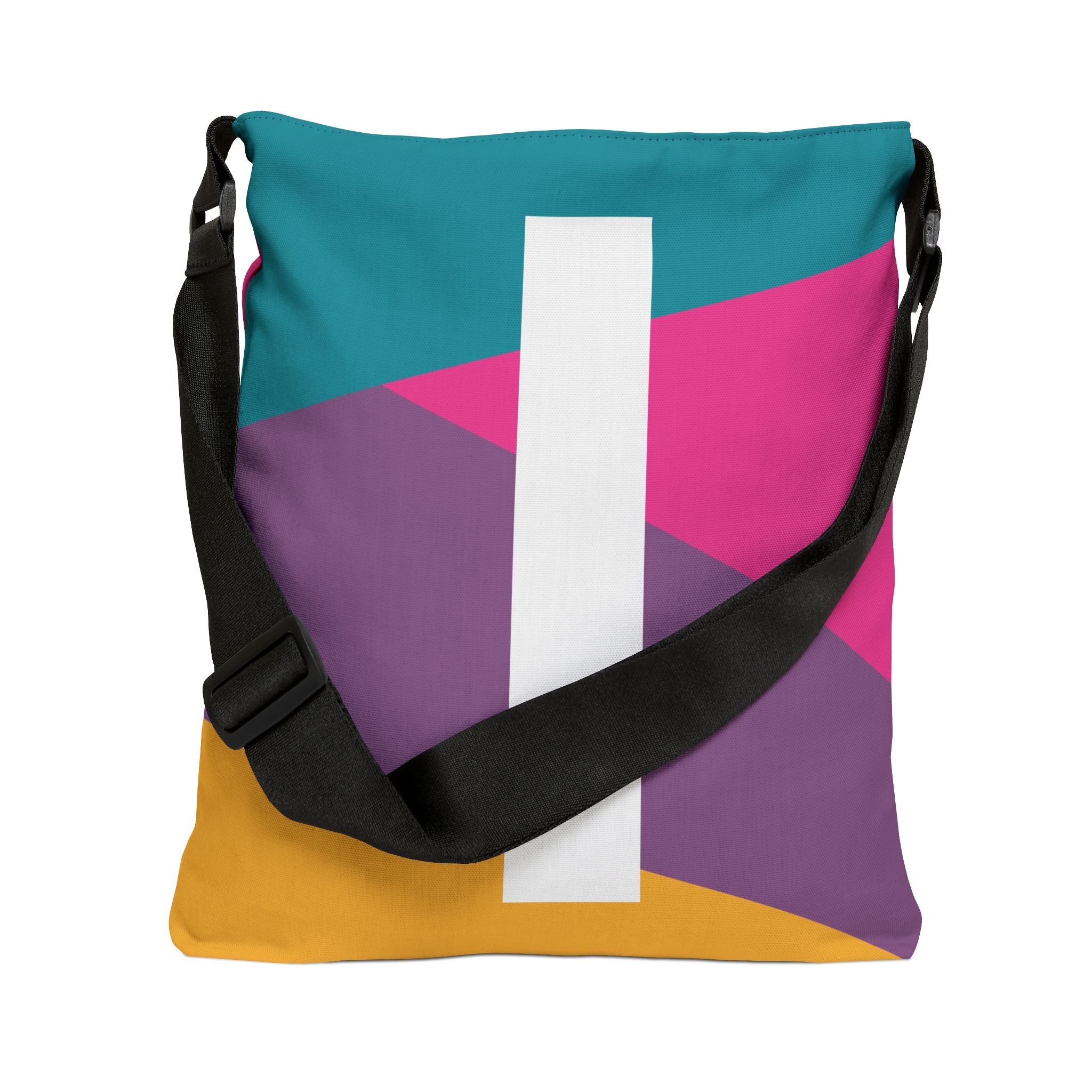 Initial Letter 'I' Colorblock Adjustable Tote Bag — Monogram Alphabet Shoulder Bag
