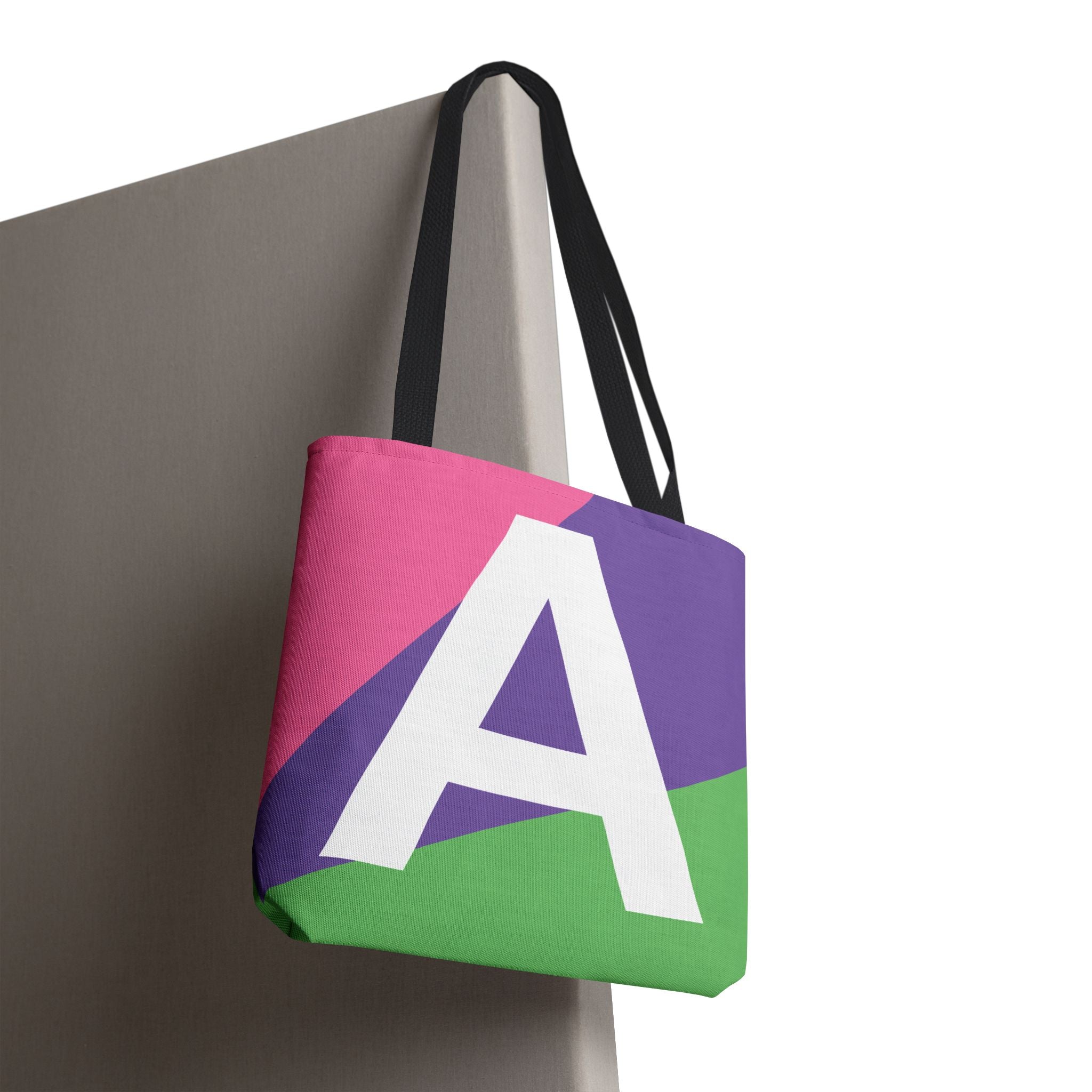 Monogram 'A' Colorblock Tote Bag — Personalized Initial A Shoulder Tote