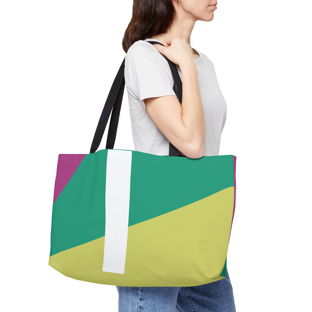 Personalized 'I' Colorblock Tote Bag — Monogram Weekender Tote
