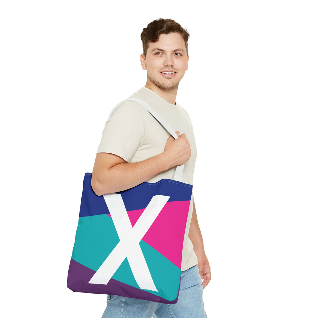 Monogram 'X' Colorblock Tote Bag — Personalized Initial X Shoulder Tote