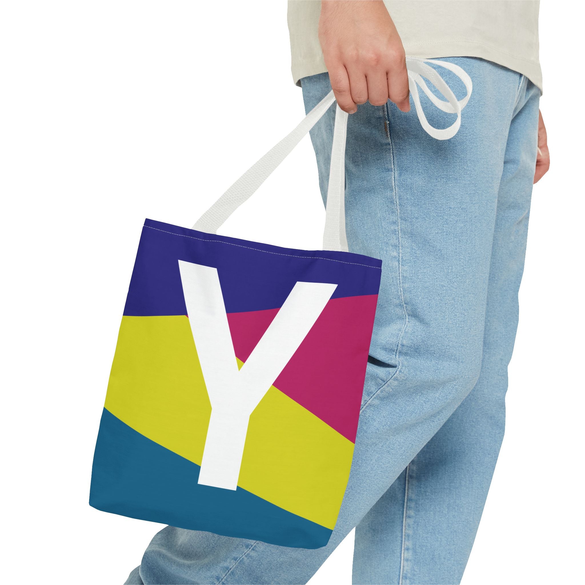 Monogram 'Y' Colorblock Tote Bag — Personalized Initial Y Shoulder Tote