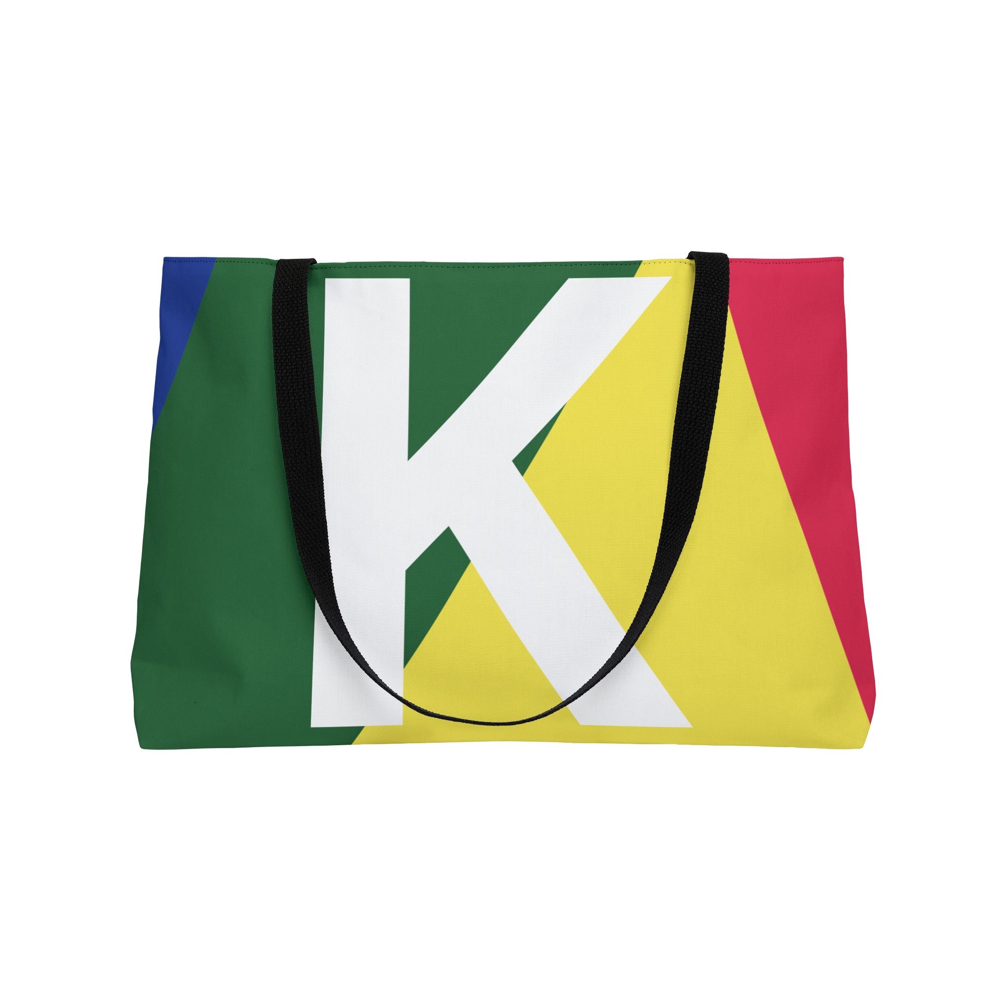 Personalized 'K' Colorblock Tote Bag — Monogram Weekender Tote