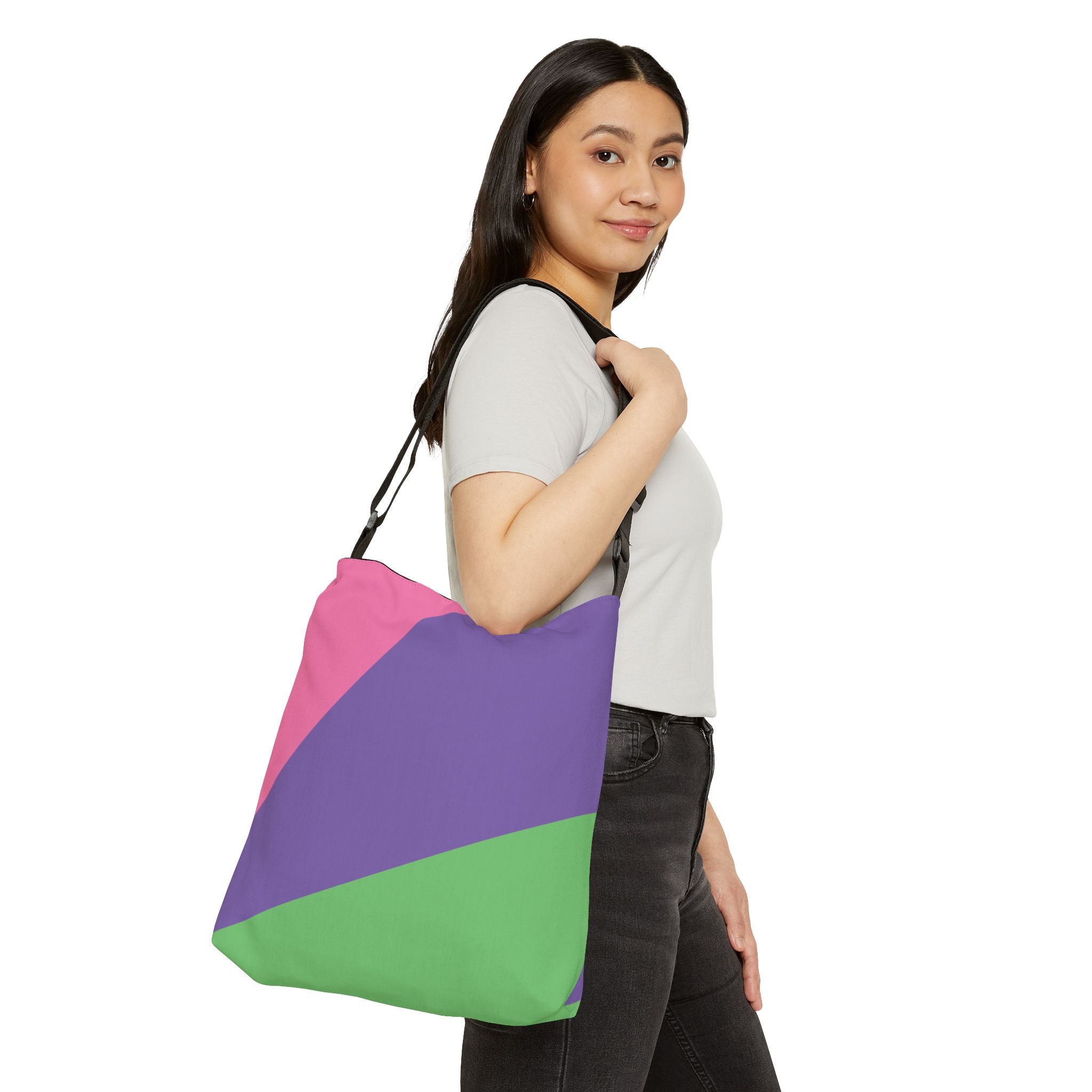 Colorblock Geometric Tote Bag — Adjustable Strap, Bright Abstract Pattern