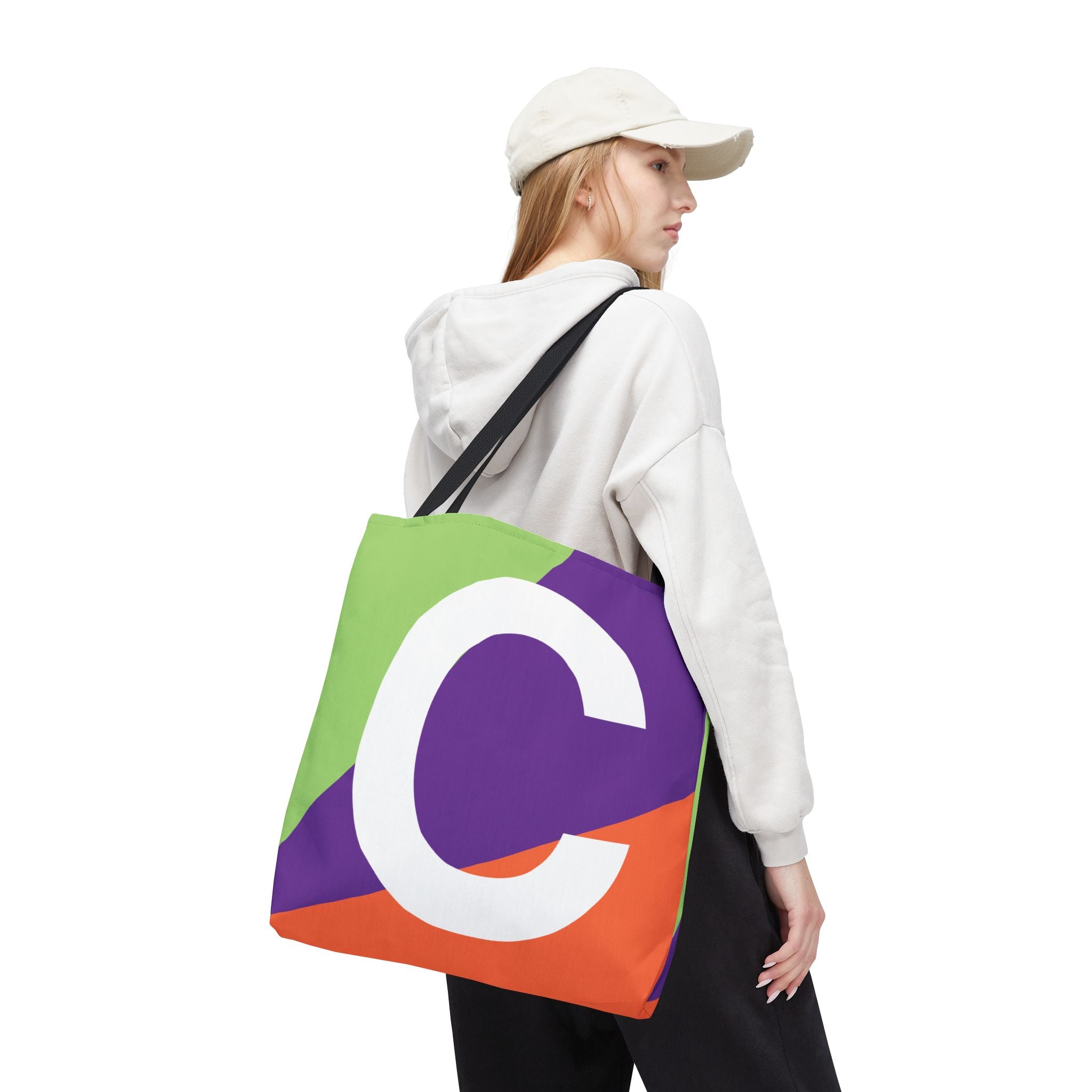 Monogram 'C' Colorblock Tote Bag — Personalized Initial C Shoulder Tote