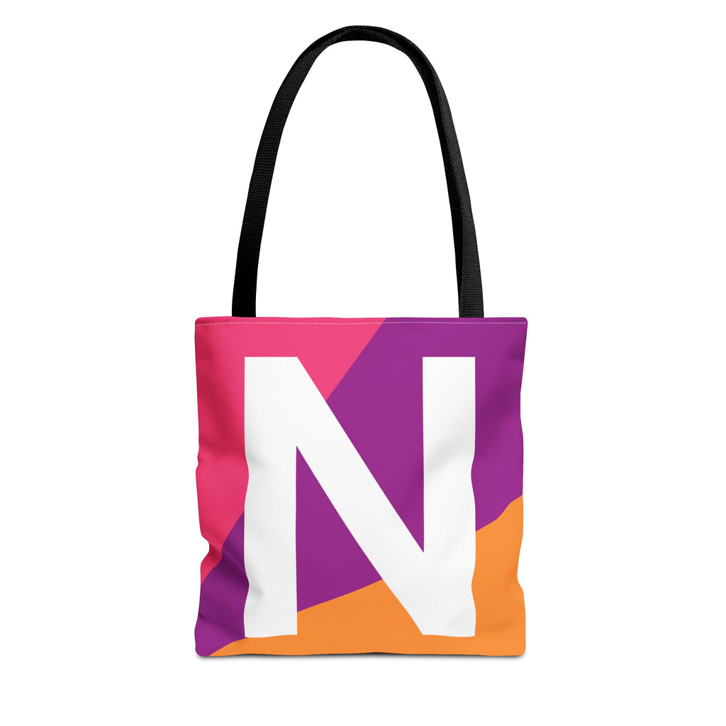 Monogram 'N' Colorblock Tote Bag — Personalized Initial N Shoulder Tote