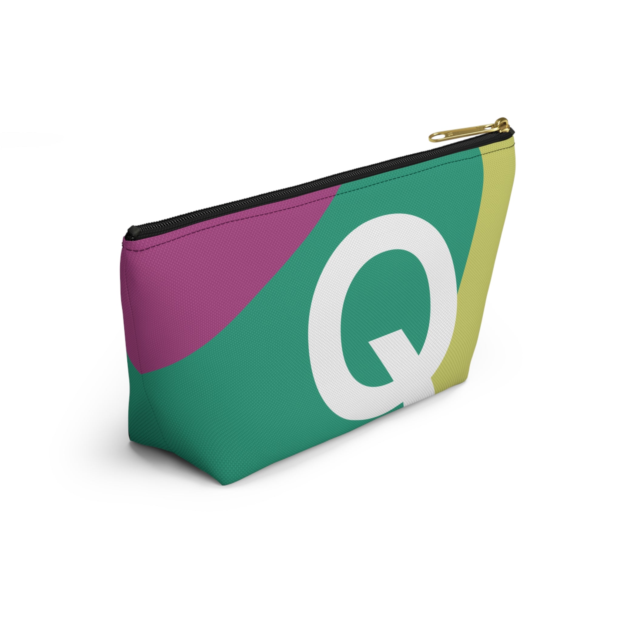 Initials Colorblock Accessory Pouch — Monogram Q T-Bottom Cosmetic Bag