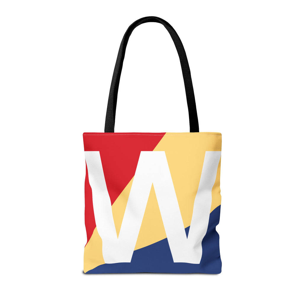 Monogram 'W' Colorblock Tote Bag — Personalized Initial W Shoulder Tote