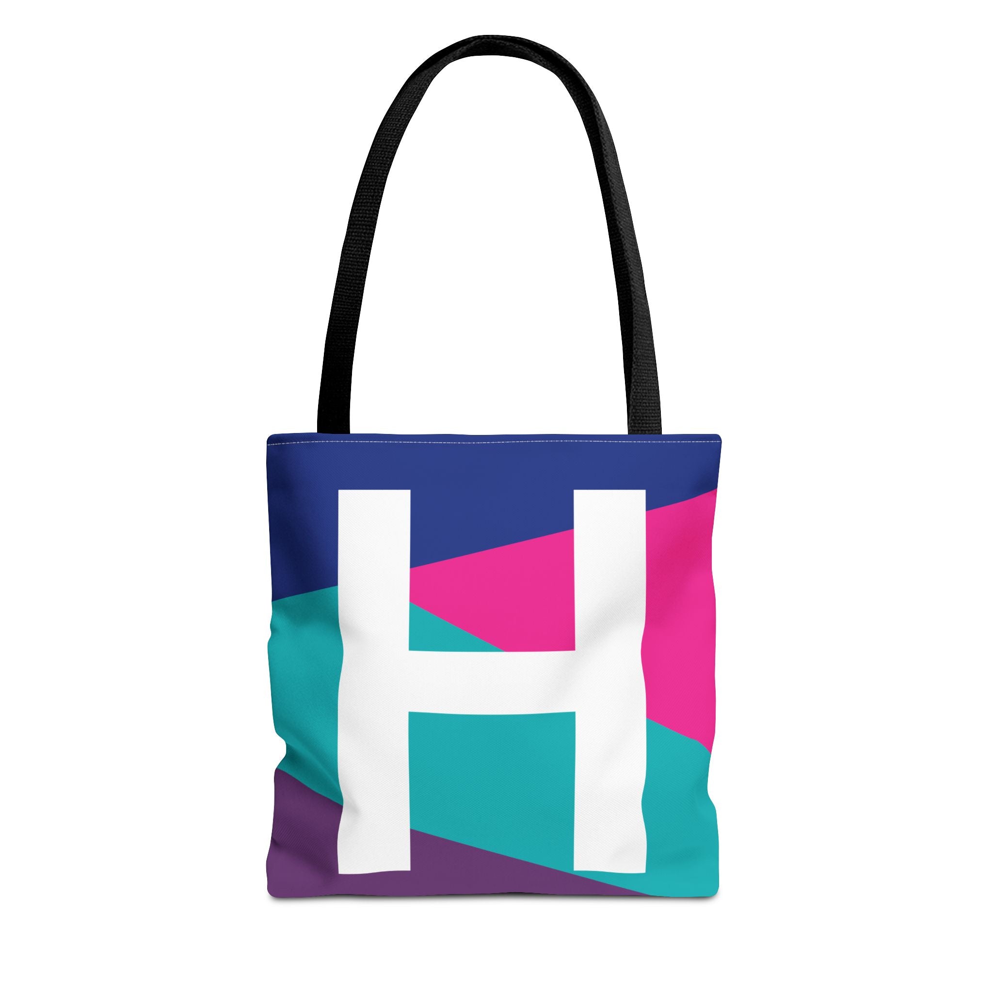 Monogram 'H' Colorblock Tote Bag — Personalized Initial H Shoulder Tote