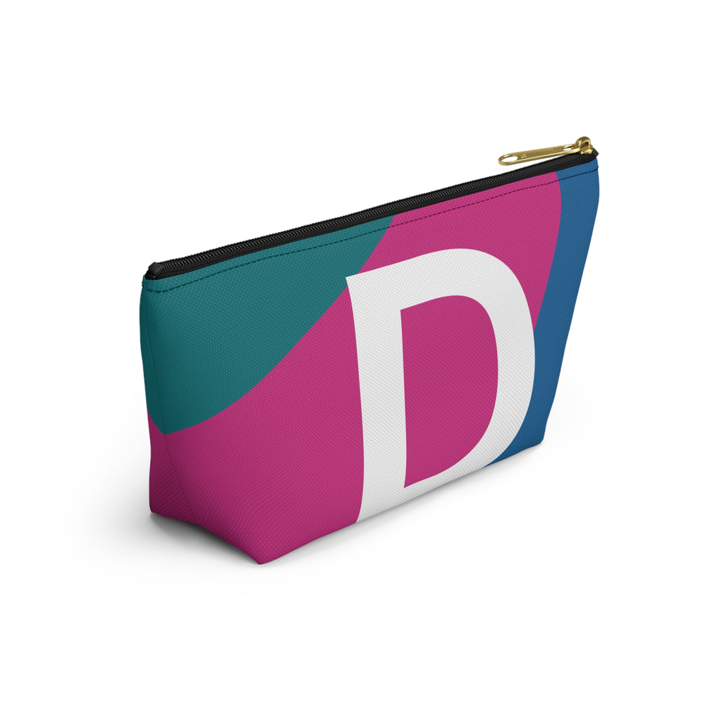 Initials Colorblock Accessory Pouch — Monogram D T-Bottom Cosmetic Bag