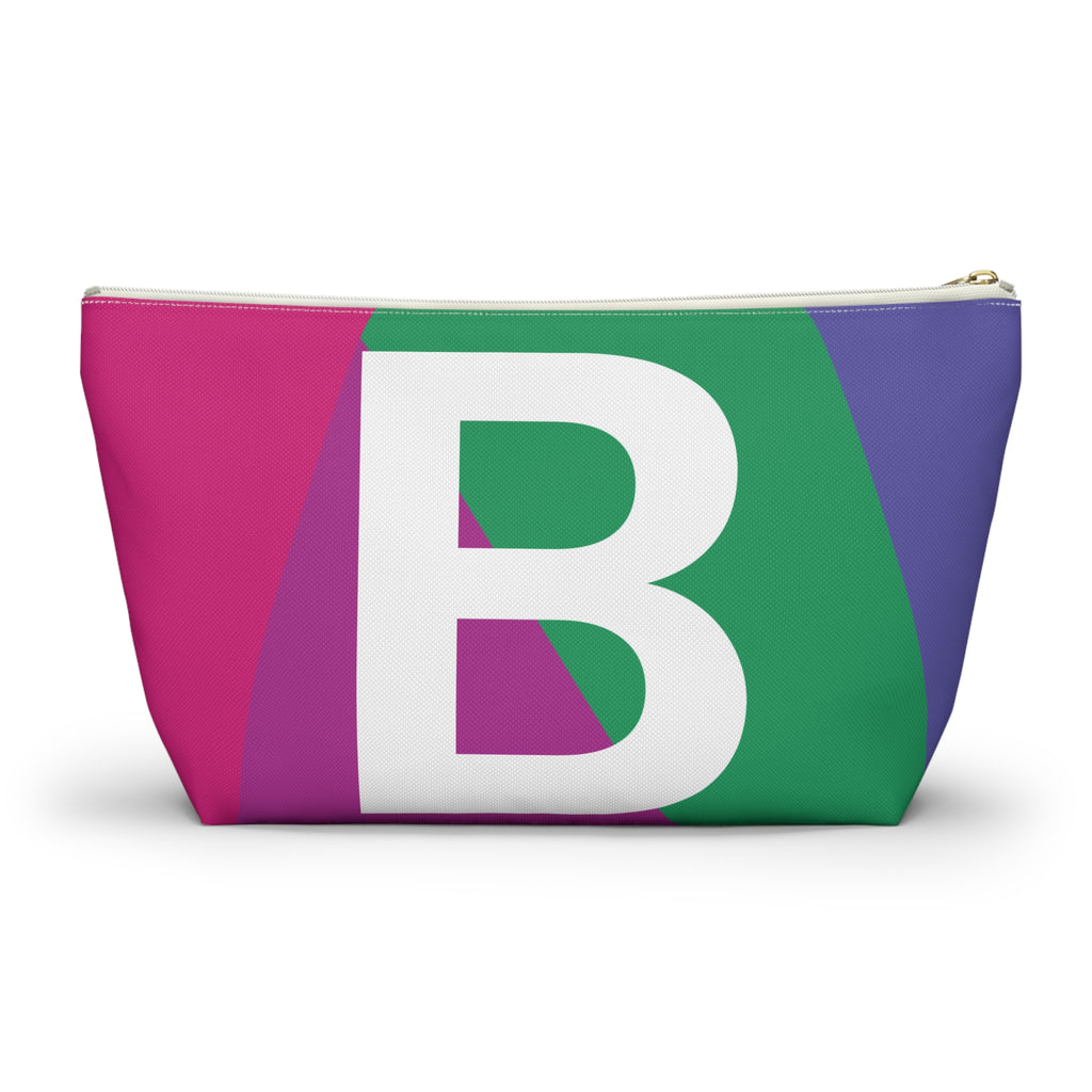 Initials Colorblock Accessory Pouch — Monogram B T-Bottom Cosmetic Bag