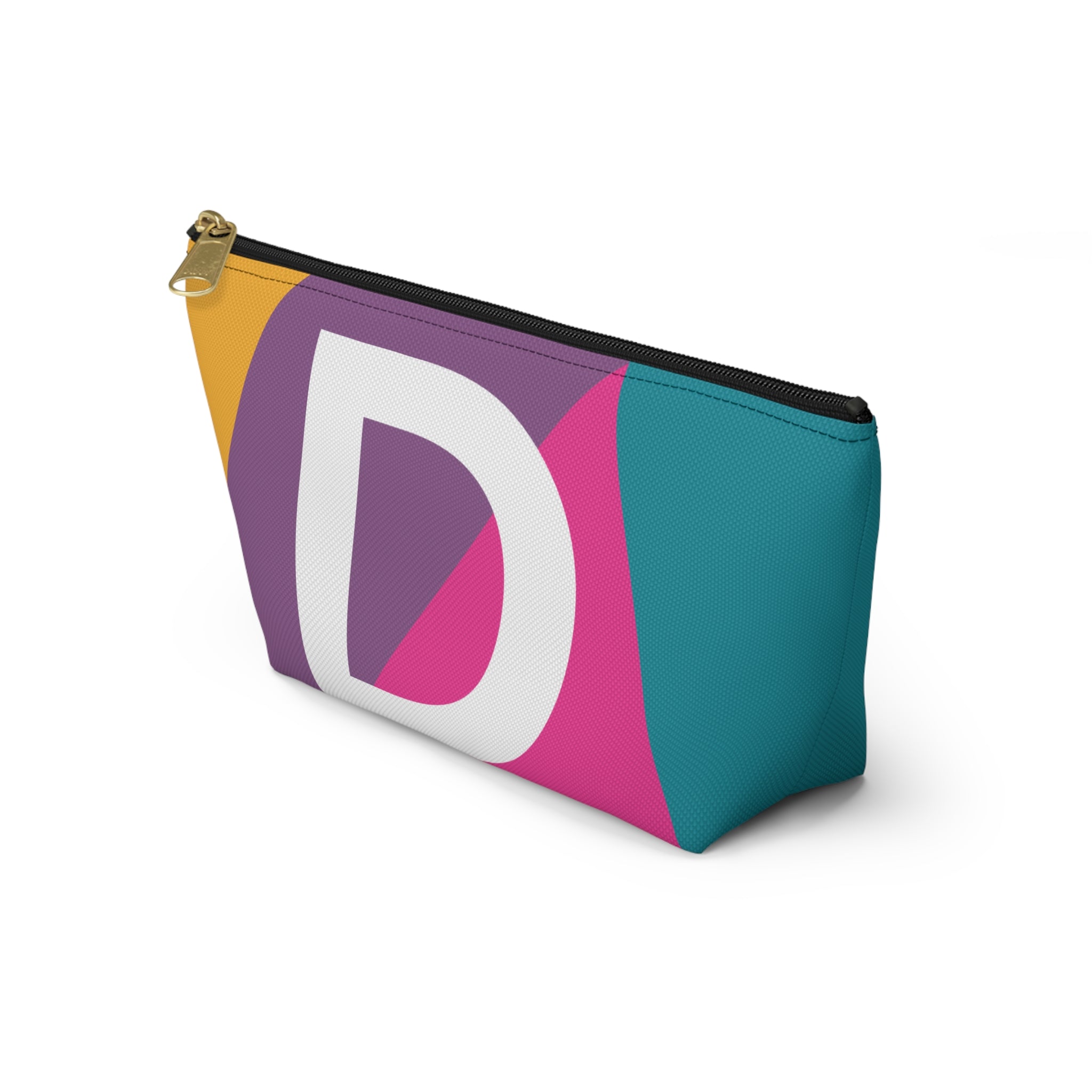 Initials Colorblock Accessory Pouch — Monogram D T-Bottom Cosmetic Bag