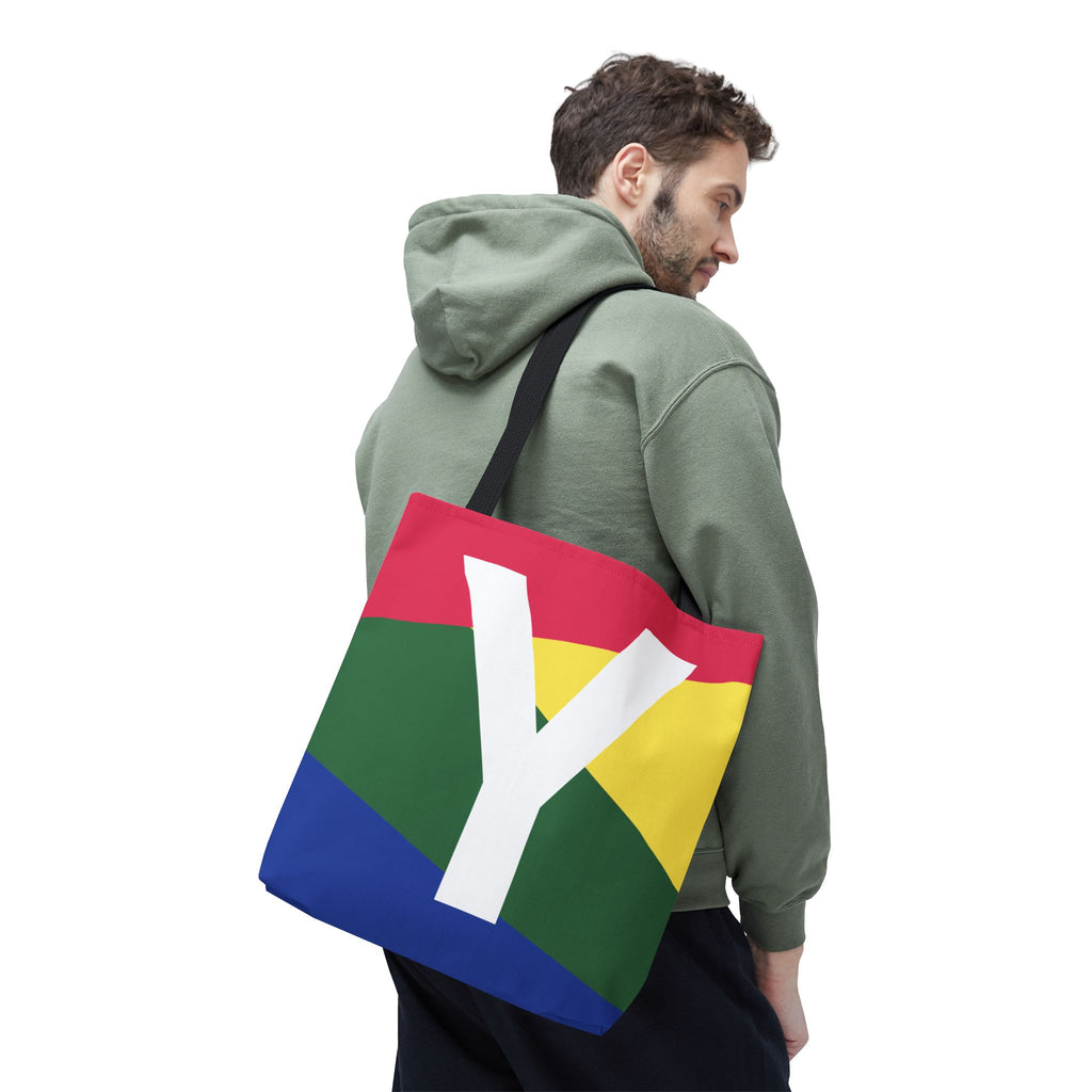 Monogram 'Y' Colorblock Tote Bag — Personalized Initial Y Shoulder Tote