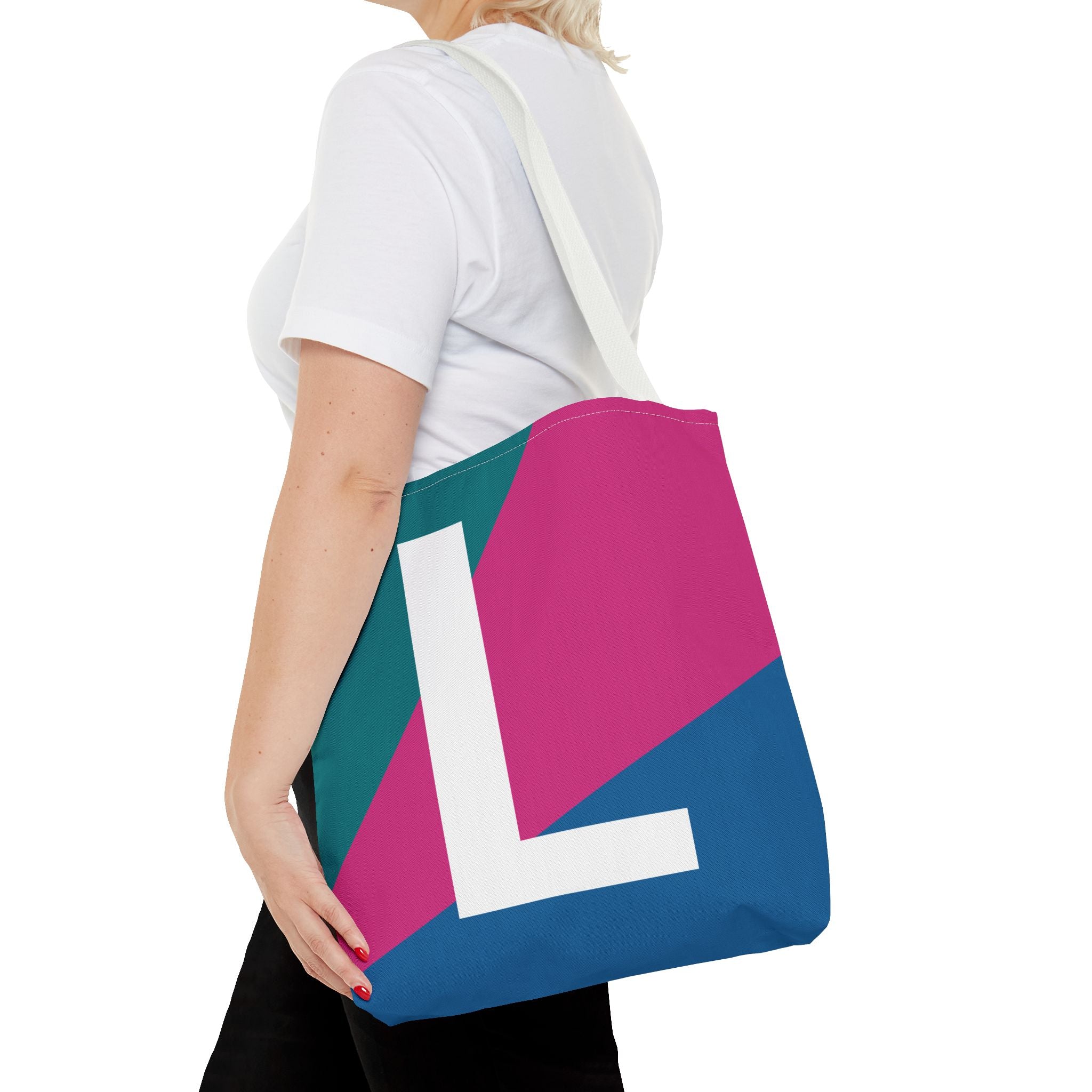 Monogram 'L' Colorblock Tote Bag — Personalized Initial L Shoulder Tote