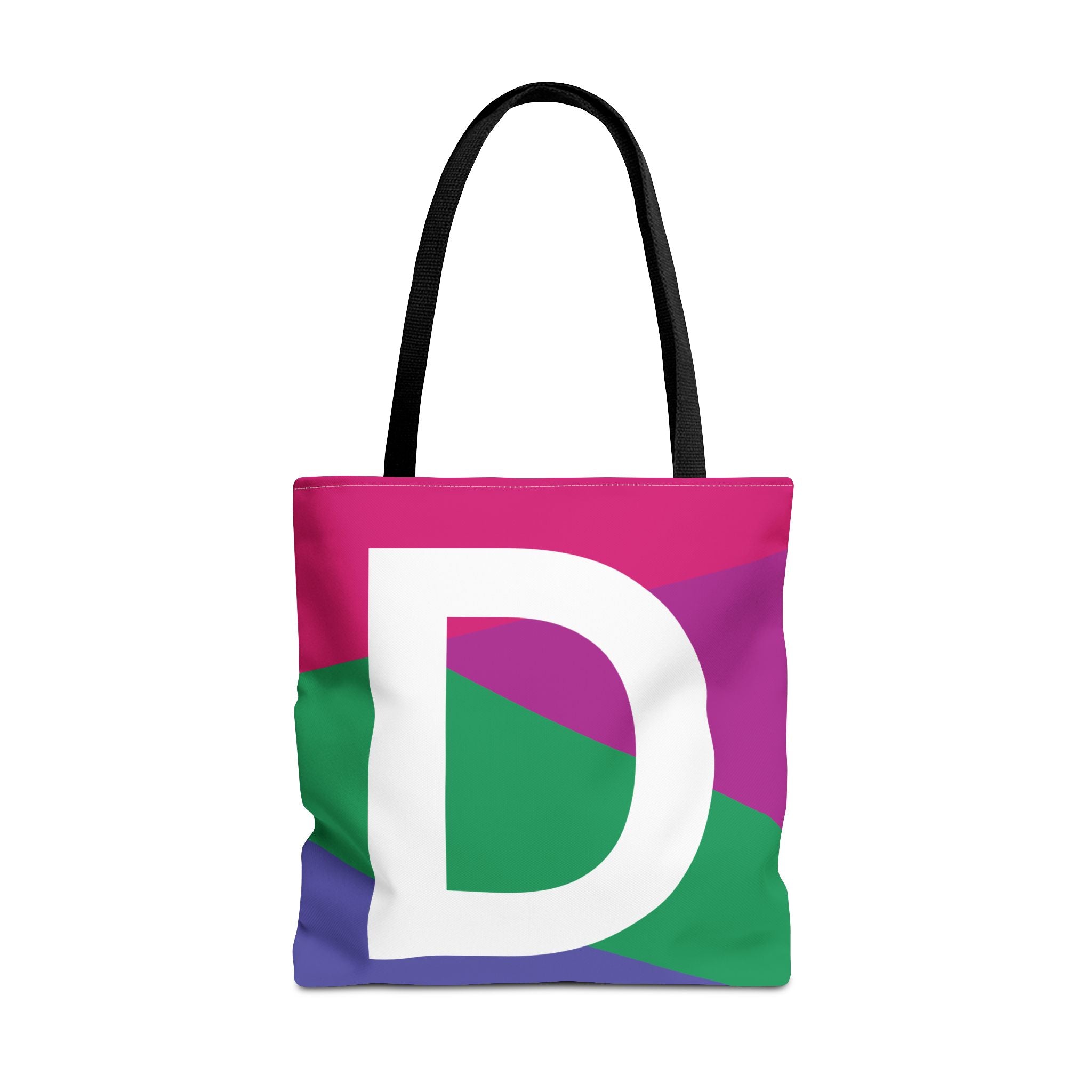 Monogram 'D' Colorblock Tote Bag — Personalized Initial D Shoulder Tote