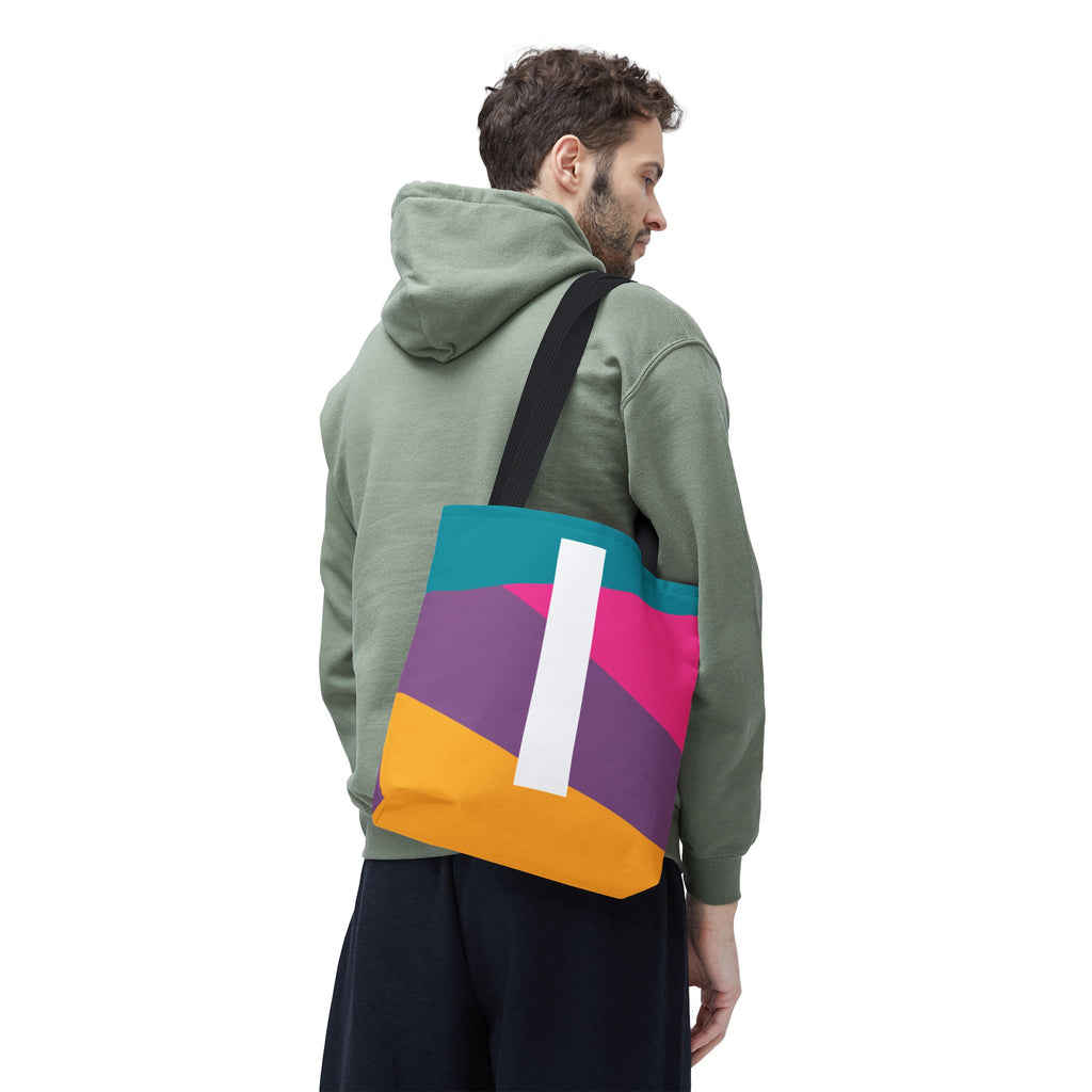 Monogram 'I' Colorblock Tote Bag — Personalized Initial I Shoulder Tote