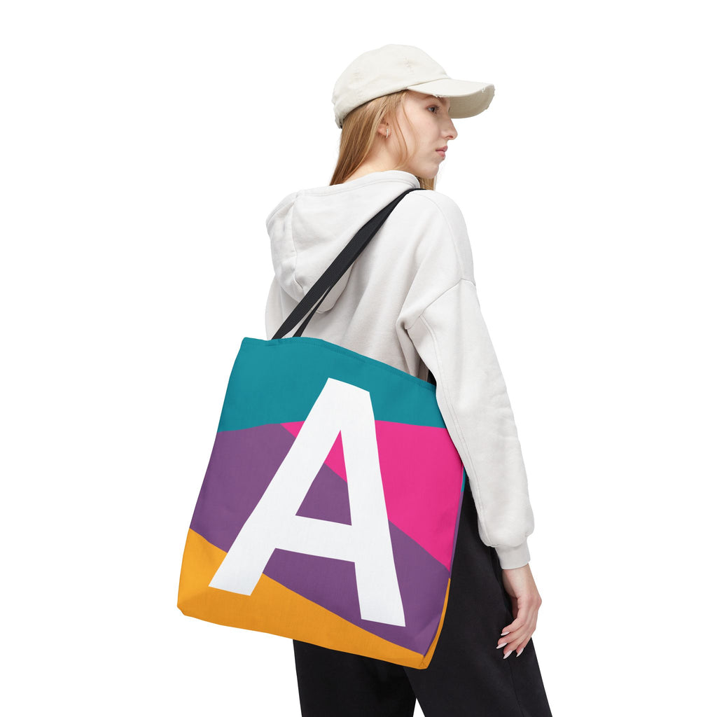Monogram 'A' Colorblock Tote Bag — Personalized Initial A Shoulder Tote