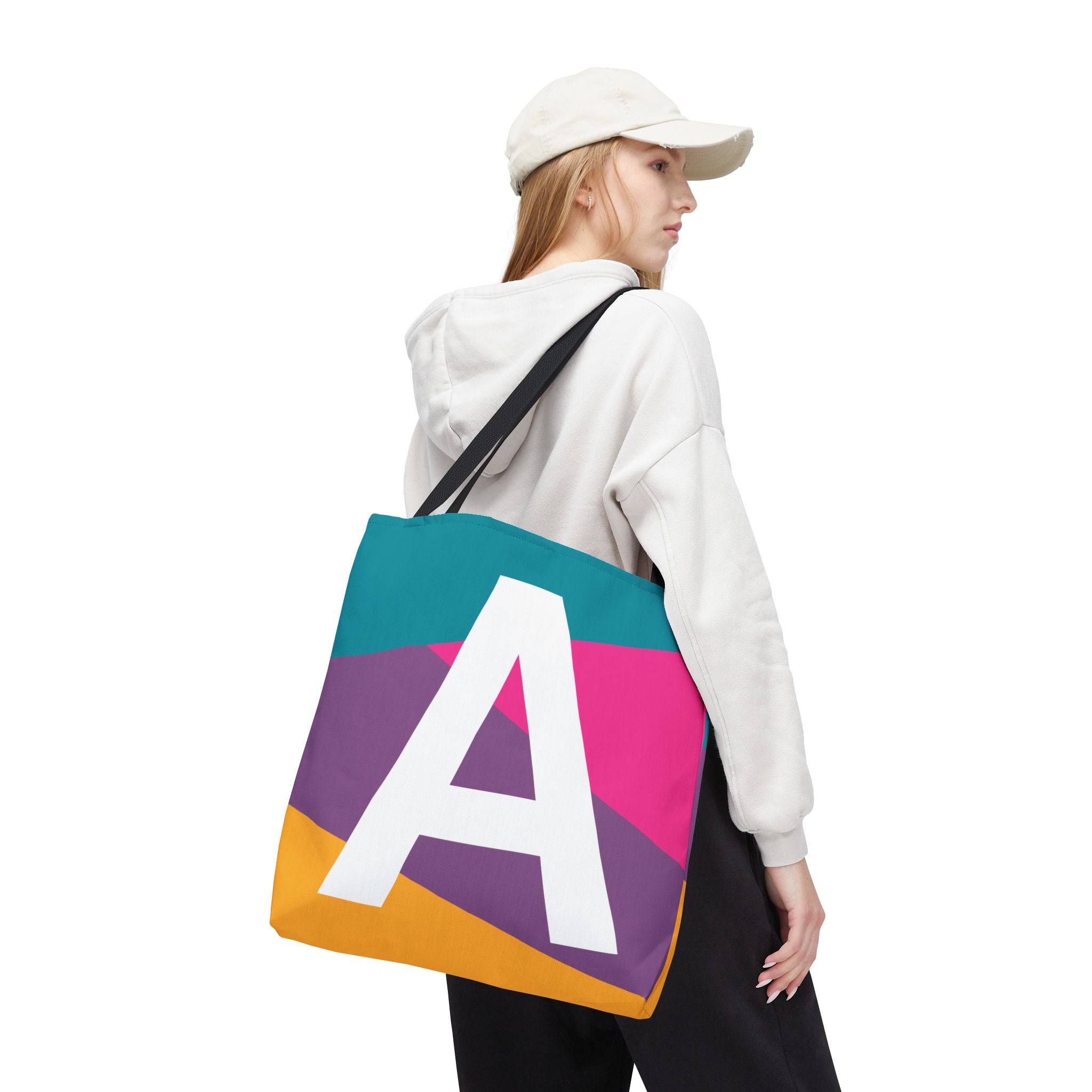 Monogram 'A' Colorblock Tote Bag — Personalized Initial A Shoulder Tote