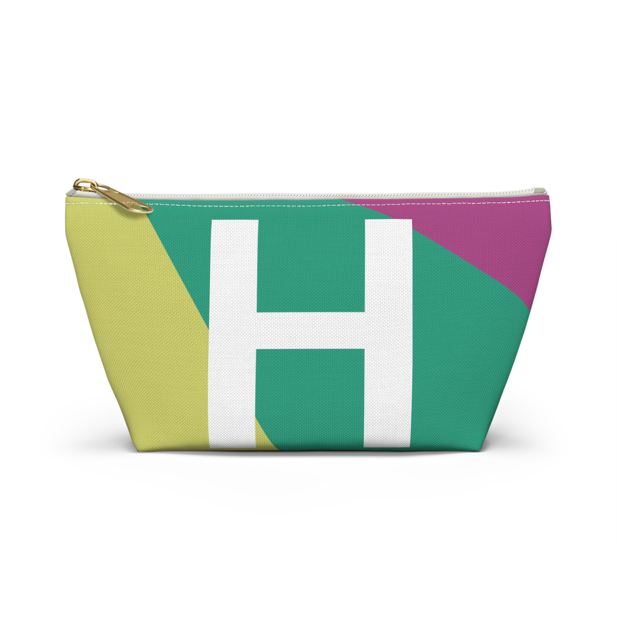Initials Colorblock Accessory Pouch — Monogram H T-Bottom Cosmetic Bag