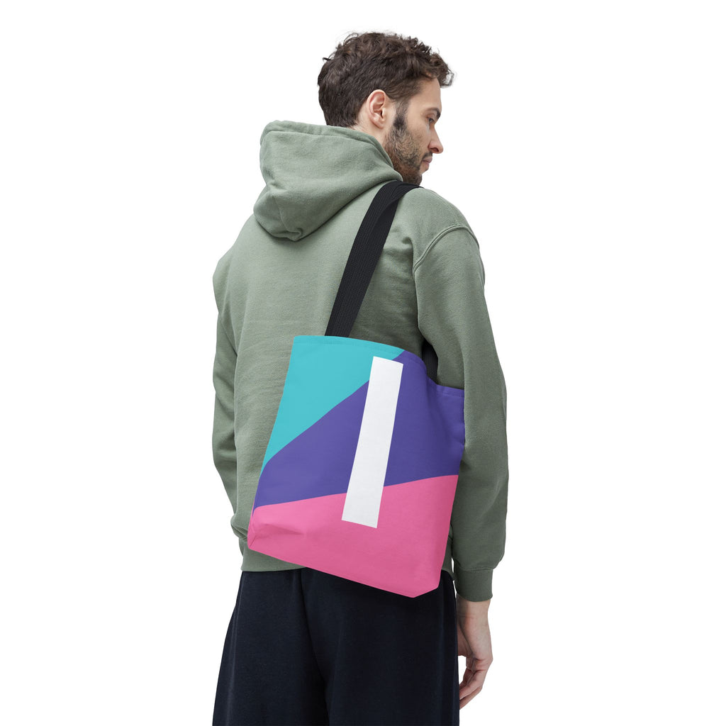 Monogram 'I' Colorblock Tote Bag — Personalized Initial I Shoulder Tote