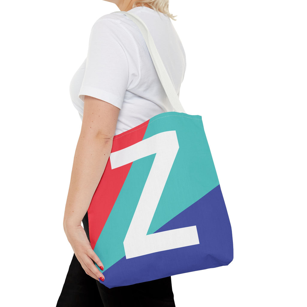 Monogram 'Z' Colorblock Tote Bag — Personalized Initial Z Shoulder Tote