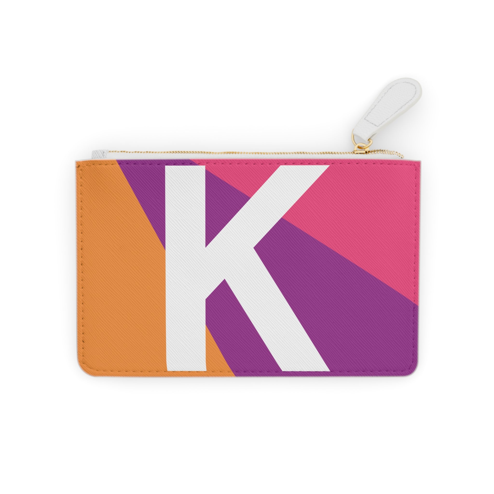Initial K Mini Clutch — Colorblock Monogram Wristlet Wallet