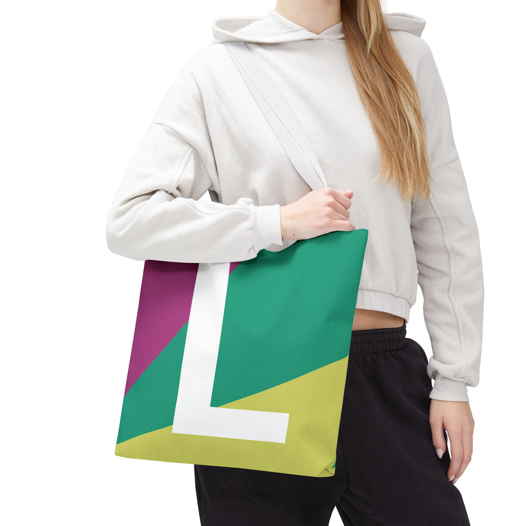 Monogram 'L' Colorblock Tote Bag — Personalized Initial L Shoulder Tote