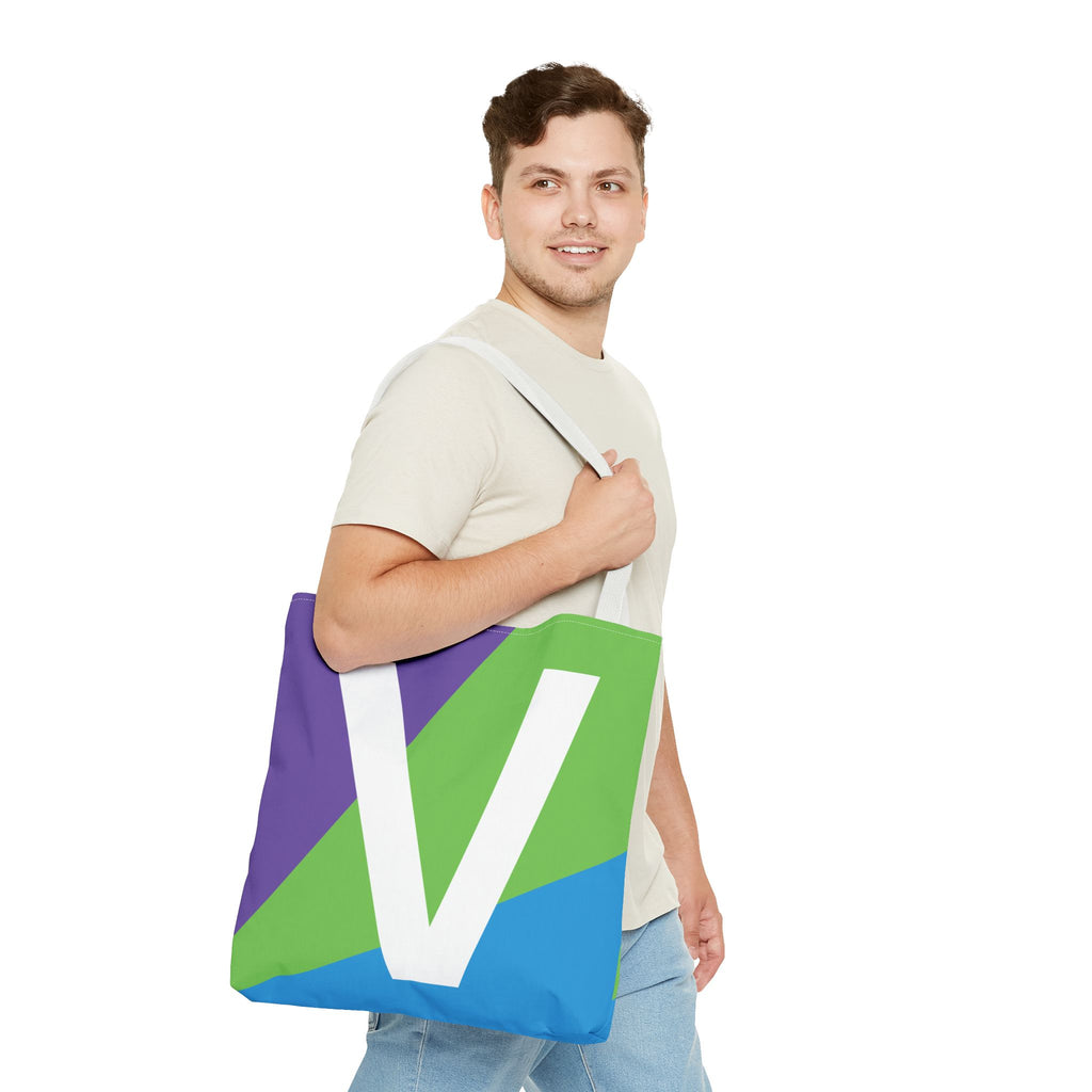 Monogram 'V' Colorblock Tote Bag — Personalized Initial V Shoulder Tote