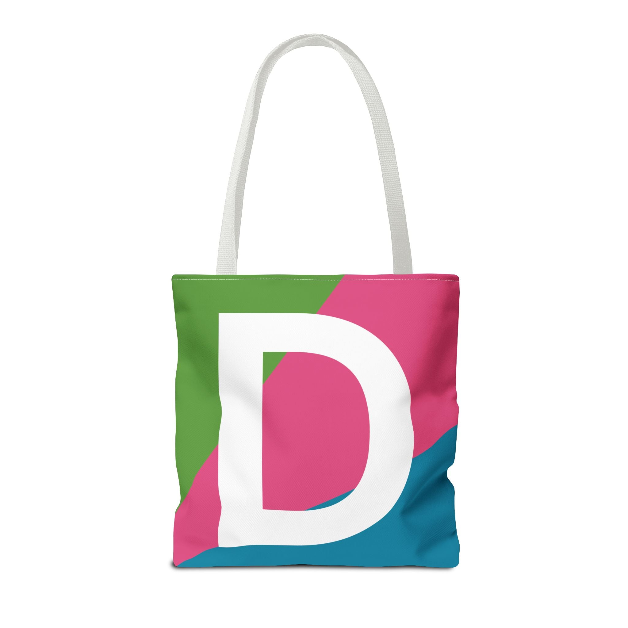 Monogram 'D' Colorblock Tote Bag — Personalized Initial D Shoulder Tote