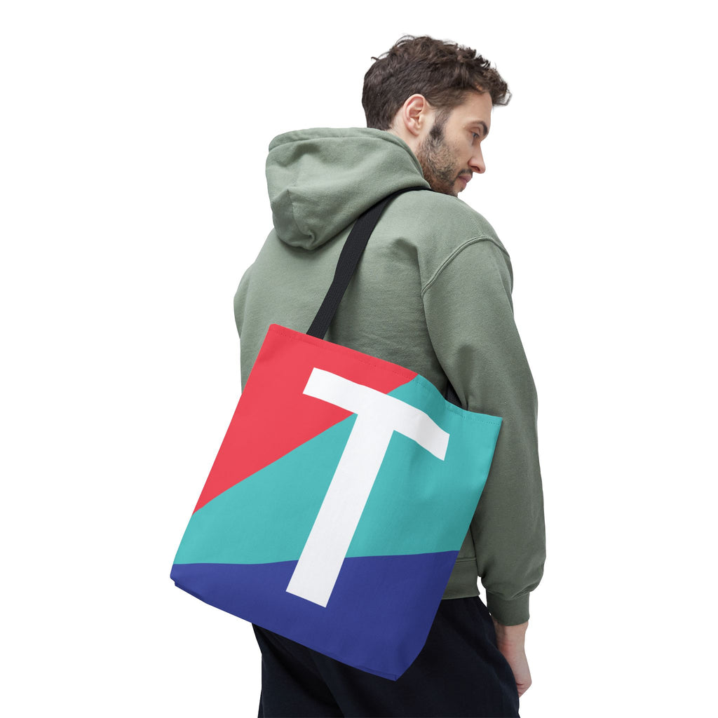 Monogram 'T' Colorblock Tote Bag — Personalized Initial T Shoulder Tote